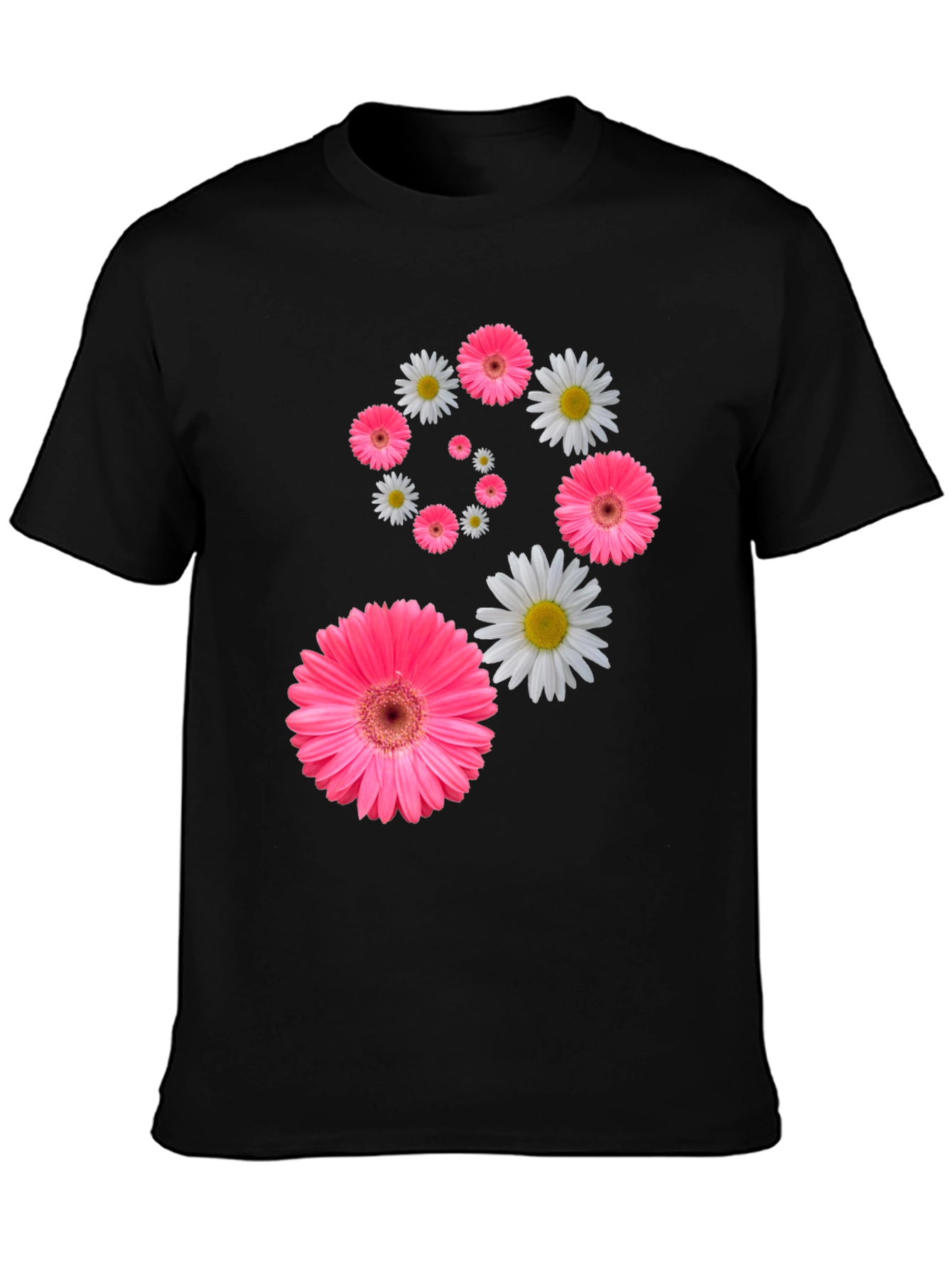 Floral Swirl T-Shirt - Pink Daisy Design