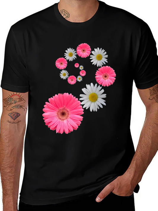 Floral Swirl T-Shirt - Pink Daisy Design