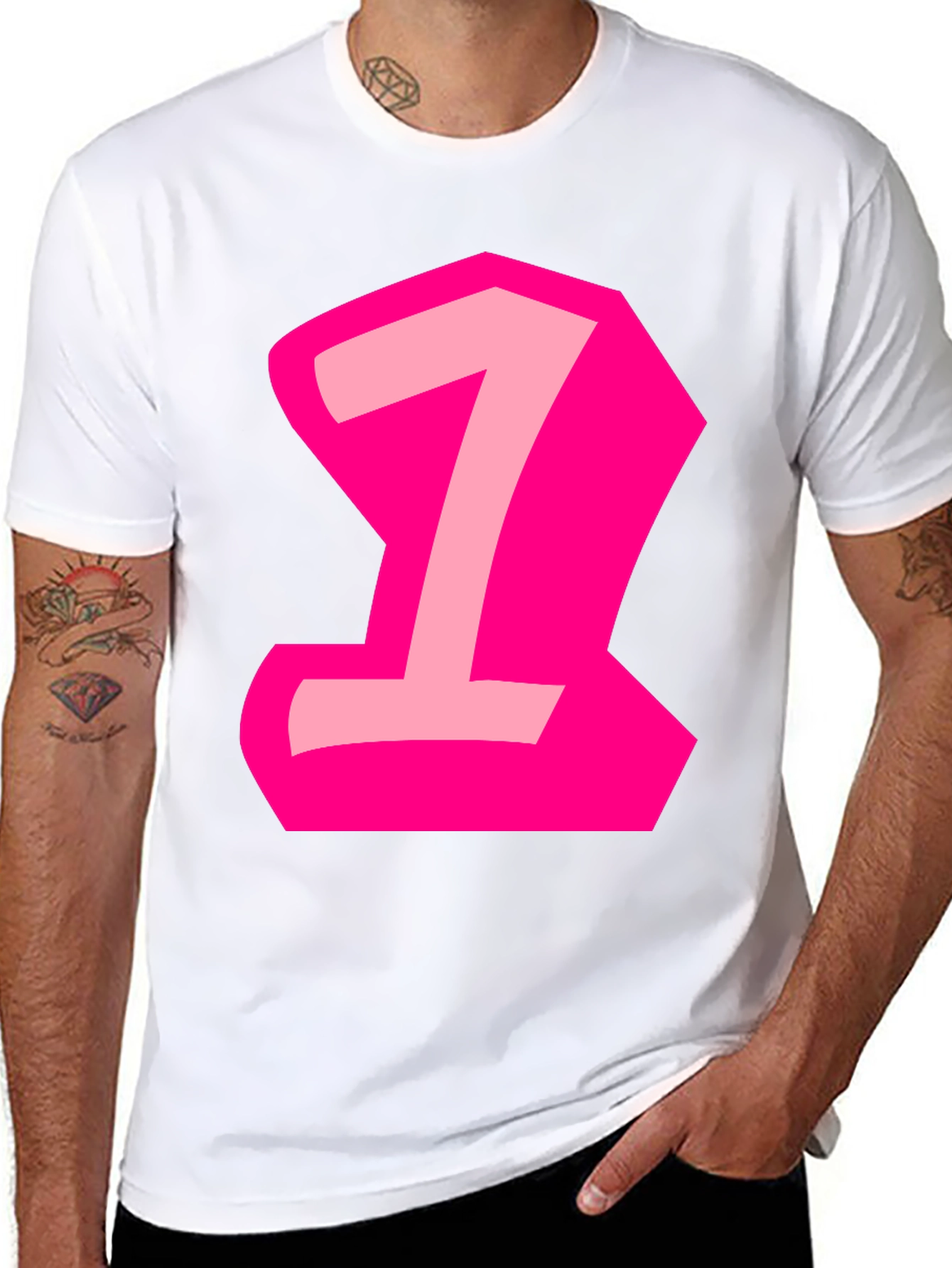 Number One Graphic Tee - Black Cotton Casual Shirt