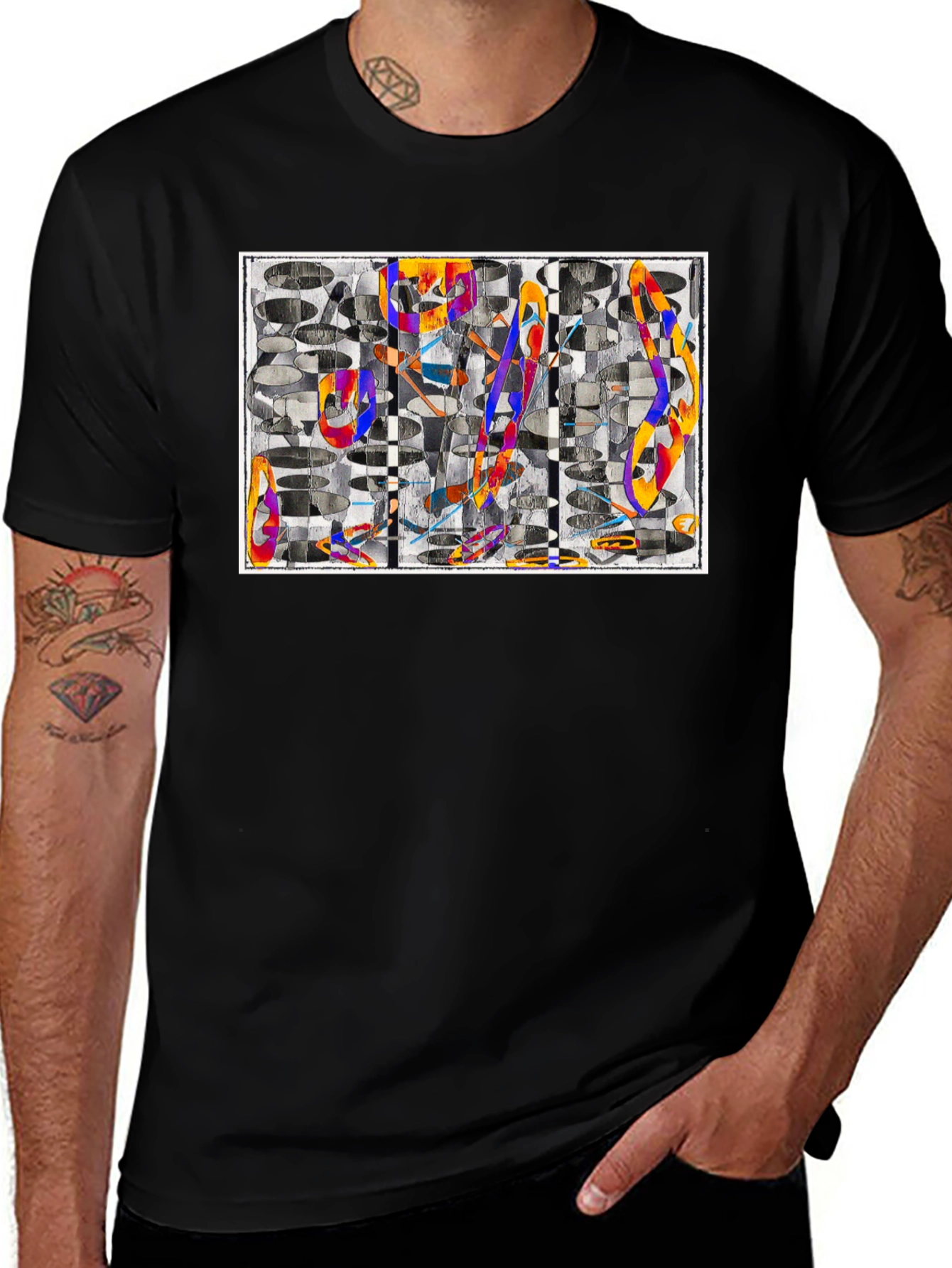 Abstract Art Graphic Tee - Black