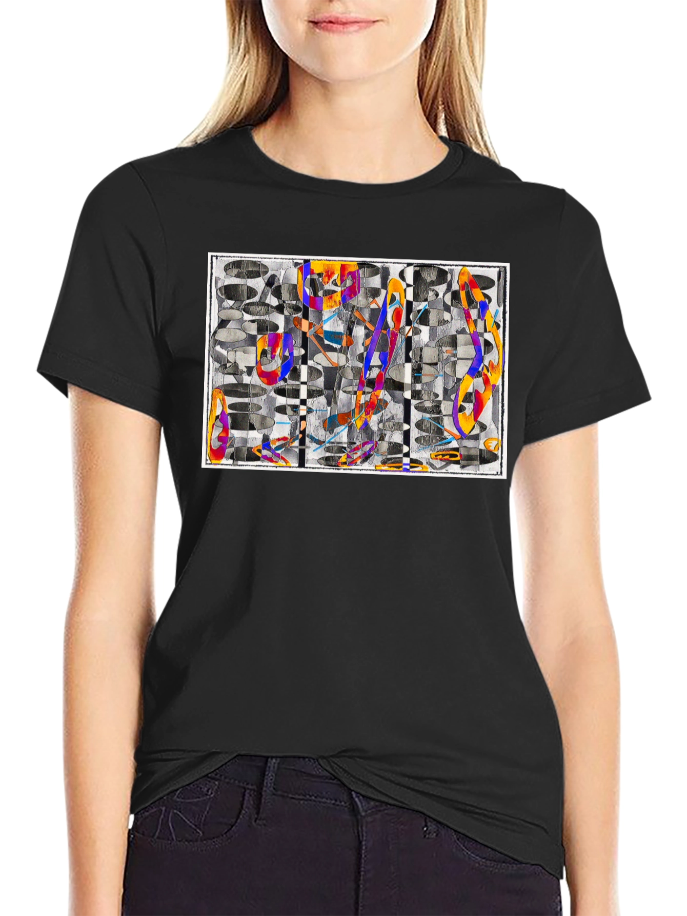 Abstract Art Graphic Tee - Black