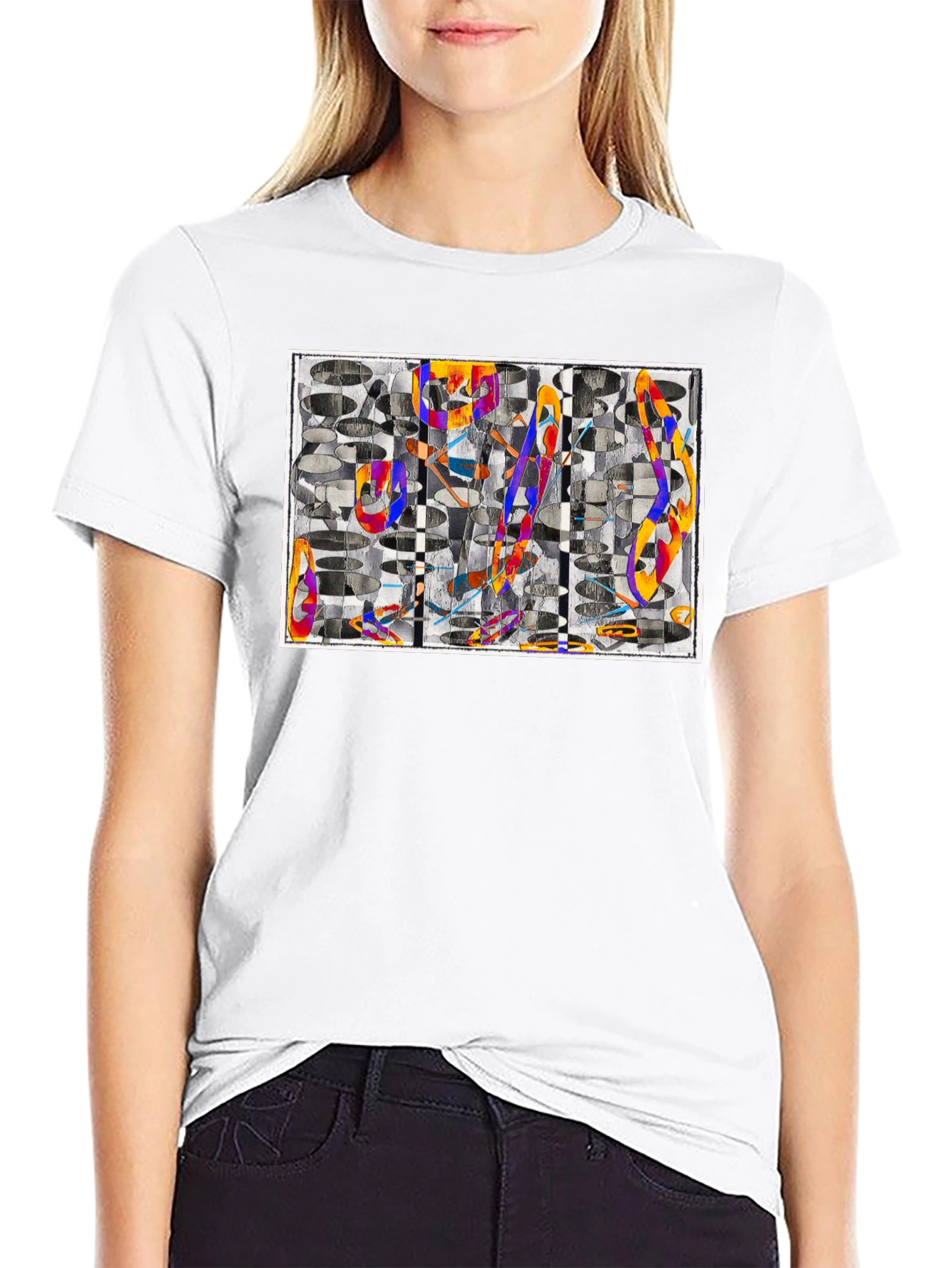 Abstract Art Graphic Tee - Black