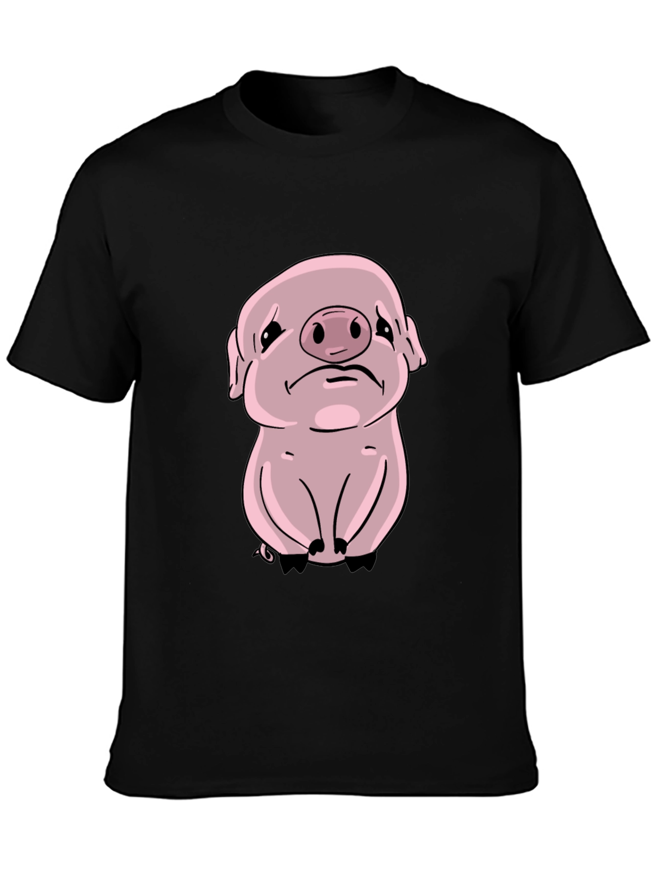 Sad Pig Graphic Tee - Black Cotton Comfort