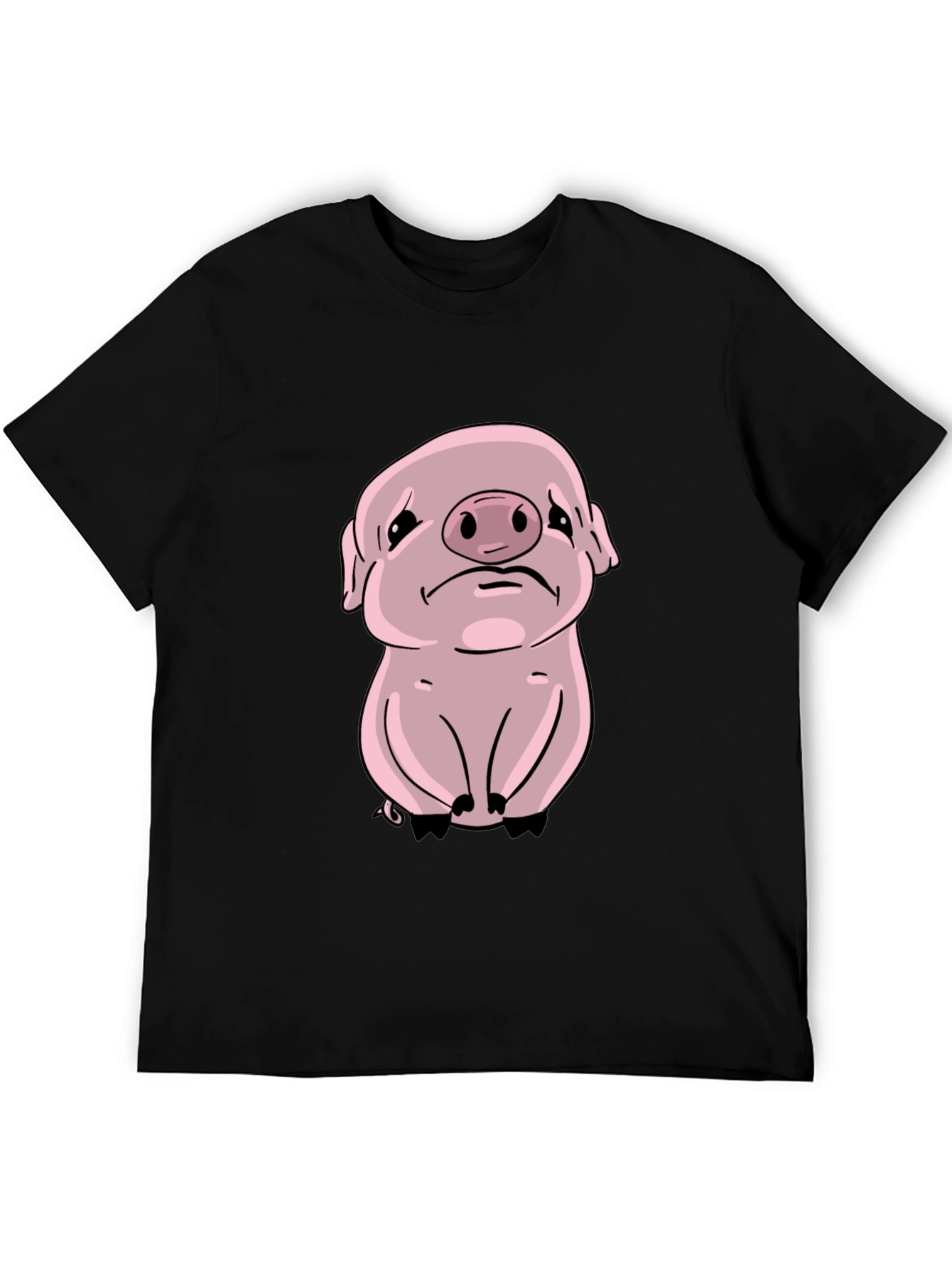 Sad Pig Graphic Tee - Black Cotton Comfort