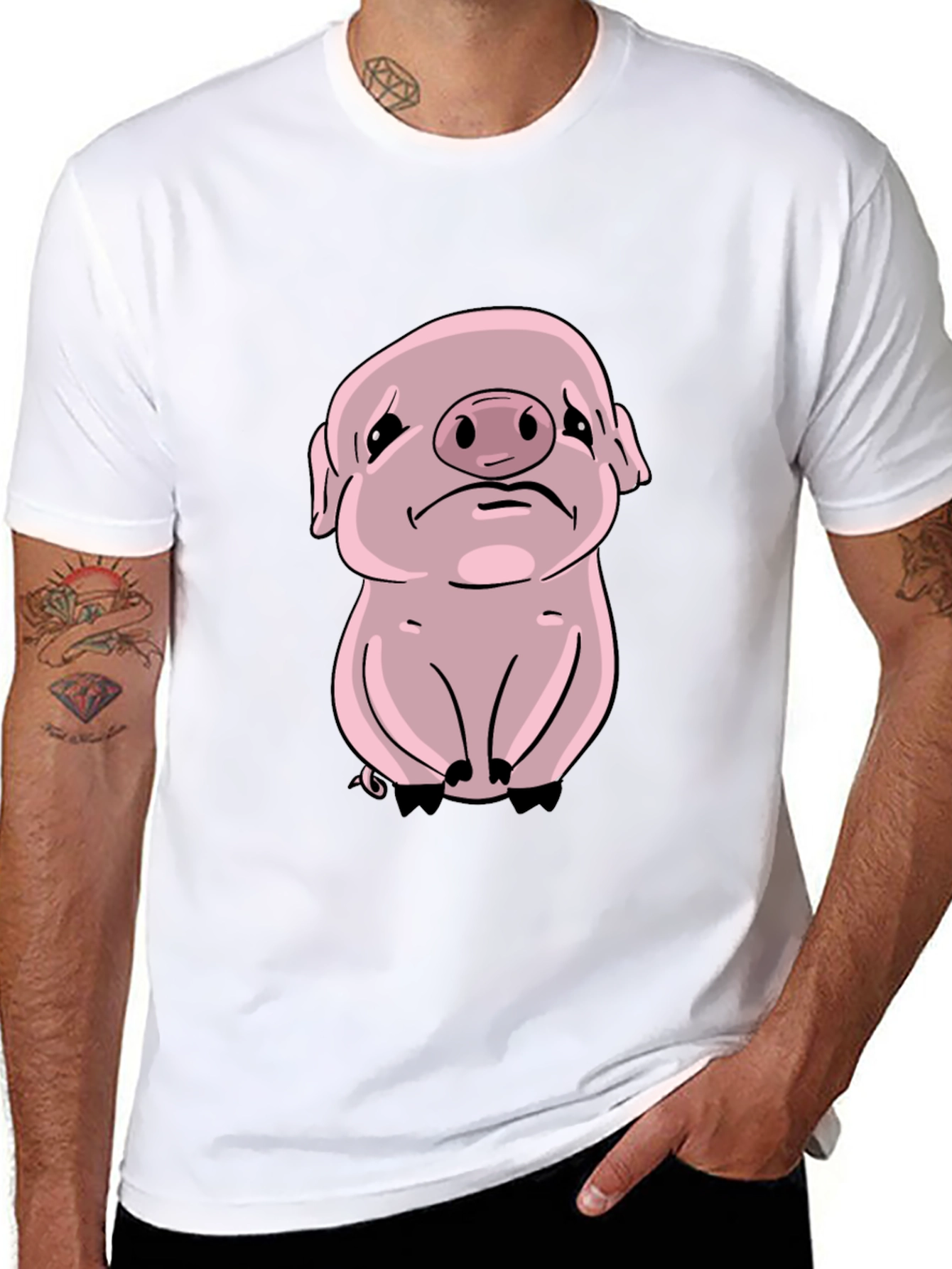 Sad Pig Graphic Tee - Black Cotton Comfort