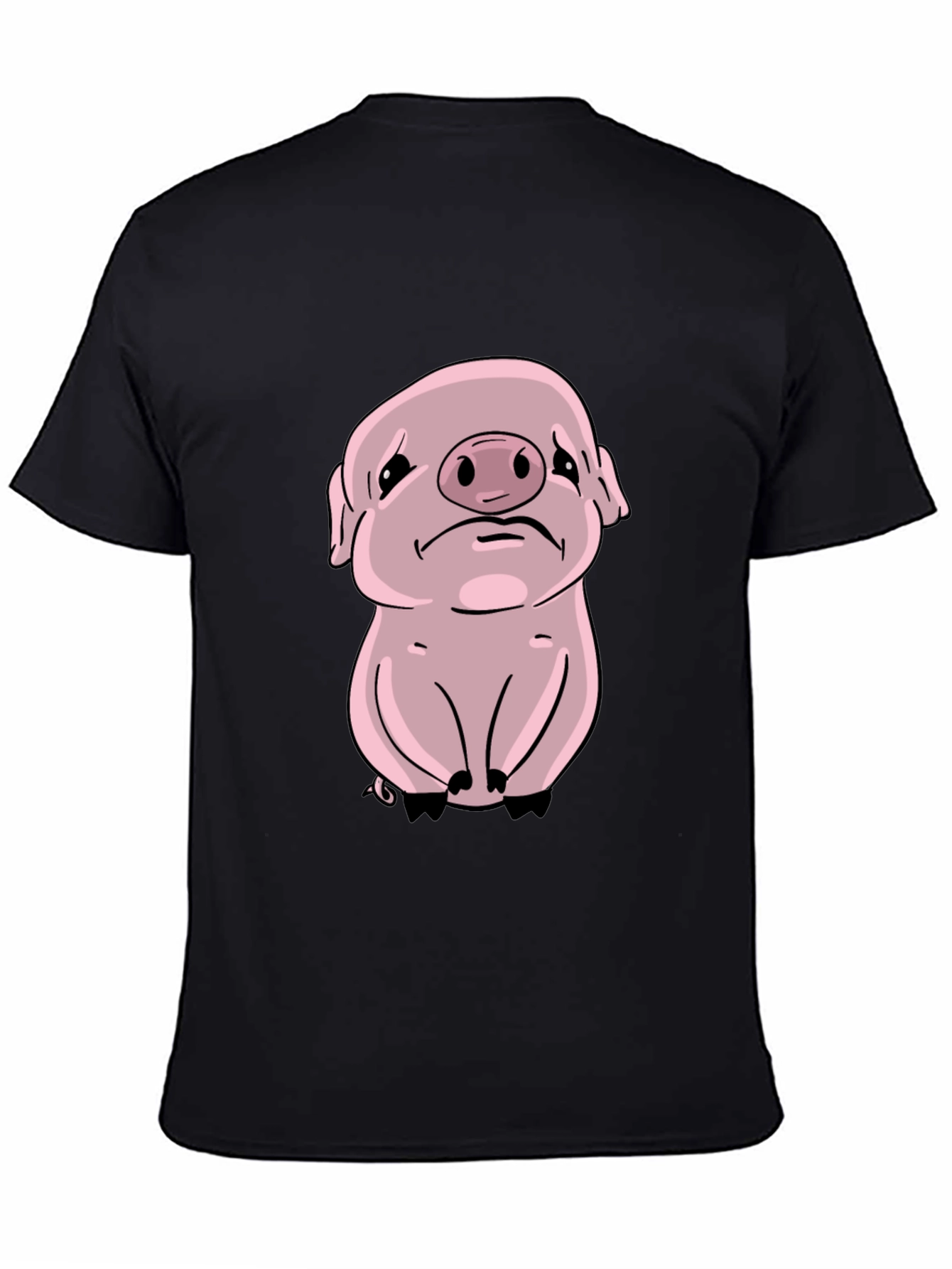 Sad Pig Graphic Tee - Black Cotton Comfort