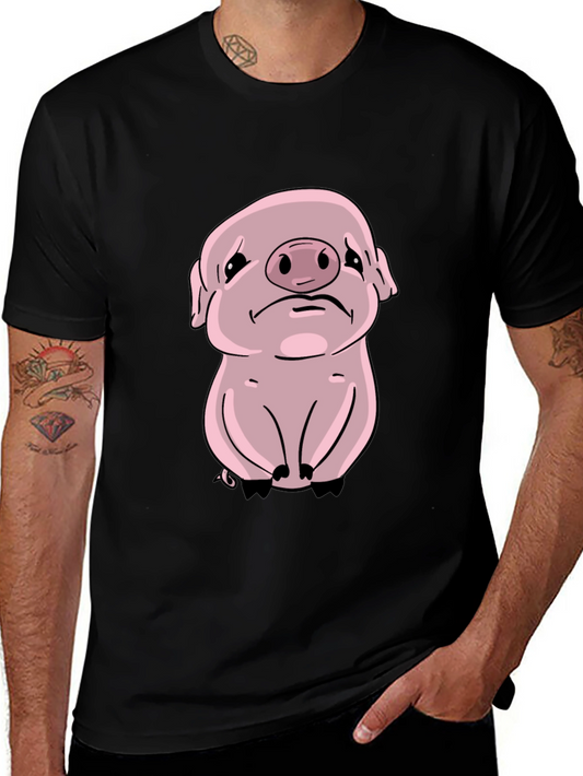 Sad Pig Graphic Tee - Black Cotton Comfort