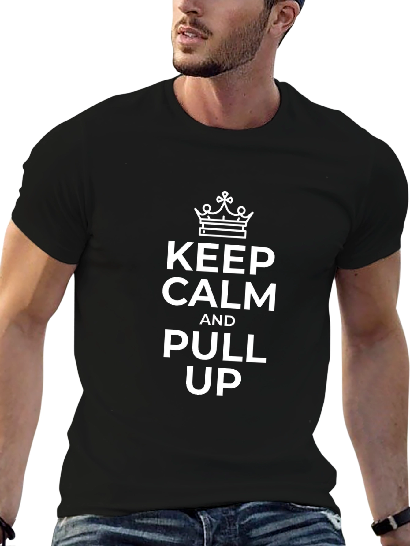 Keep Calm and Pull Up Black Graphic Tee