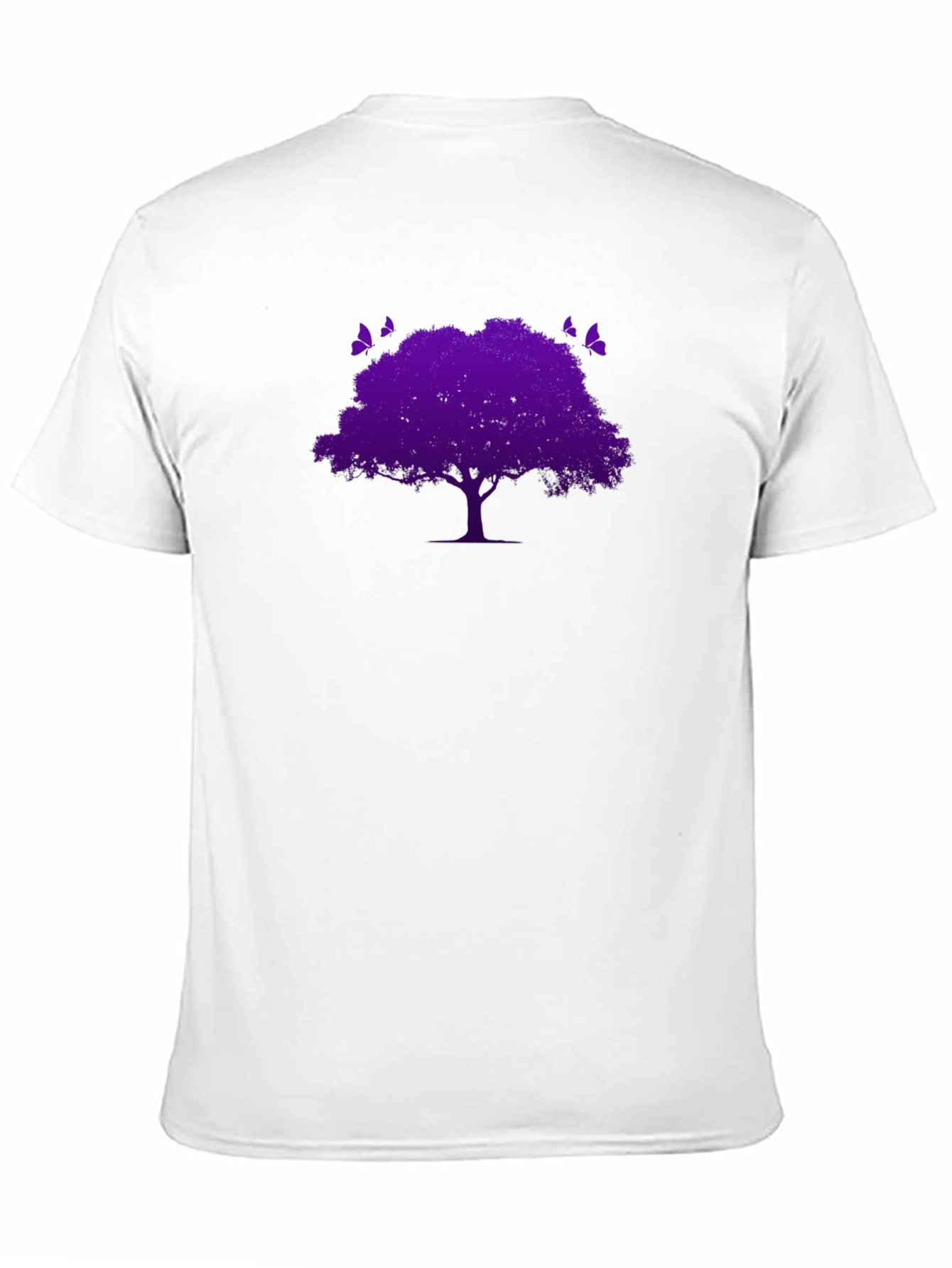 Black T-Shirt with Purple Tree & Butterflies Graphic