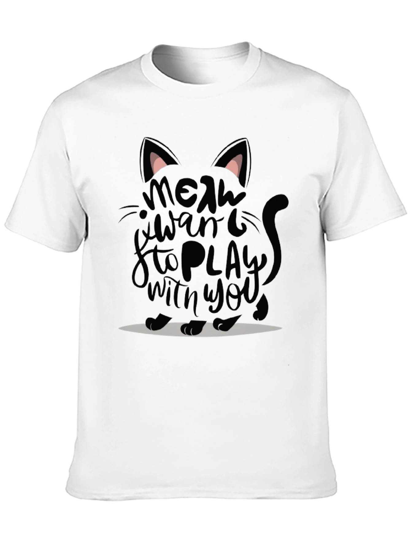 Meow Want to Play Cat Graphic T-Shirt