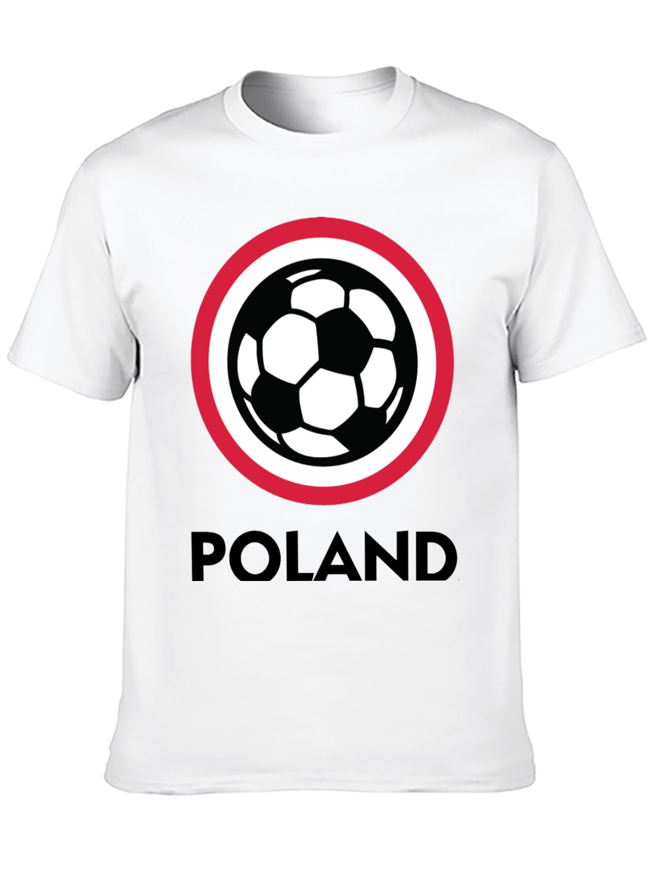 Poland Soccer T-Shirt - Black Crew Neck Graphic Tee