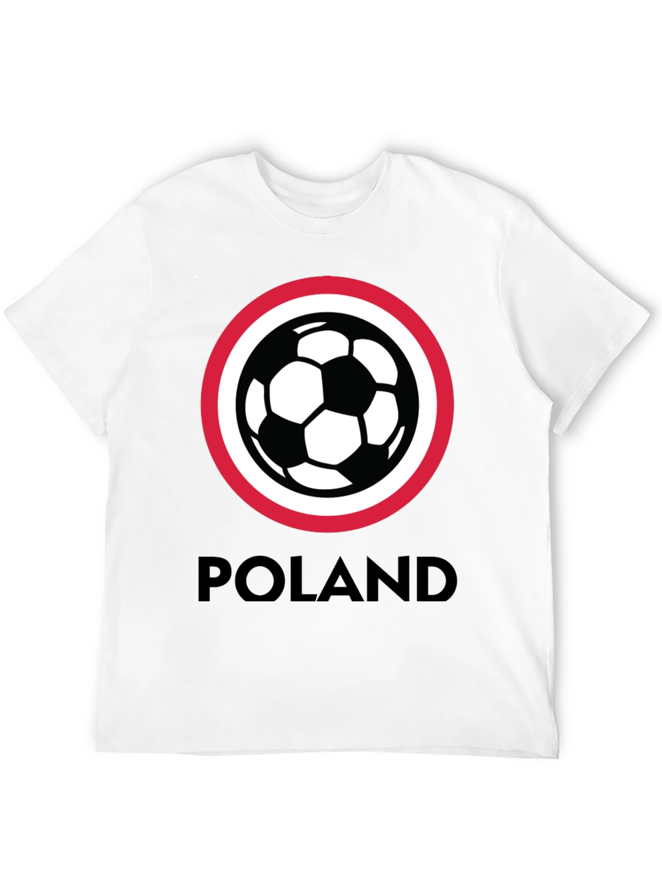 Poland Soccer T-Shirt - Black Crew Neck Graphic Tee