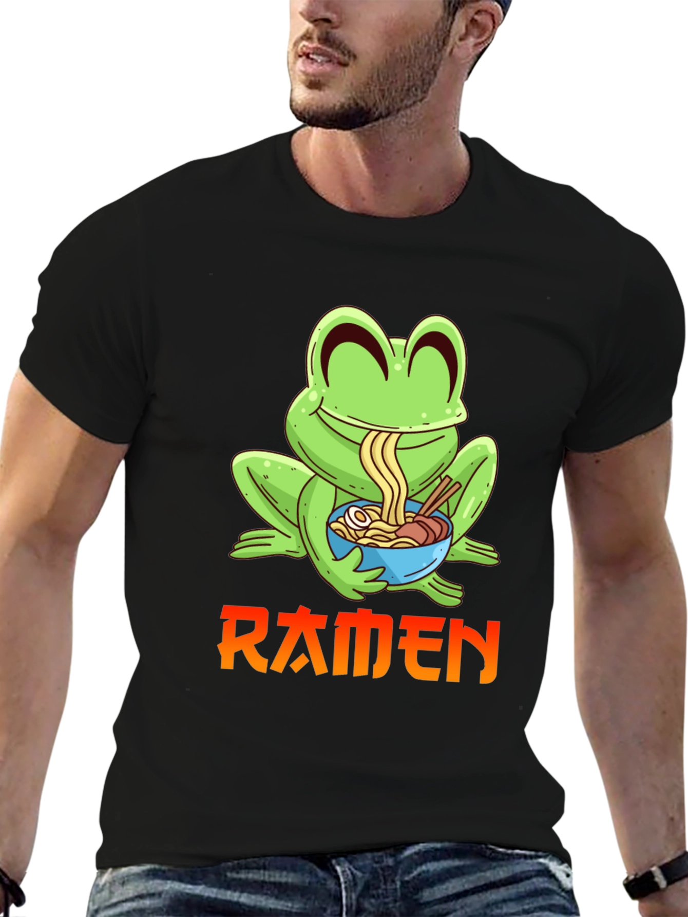 Ramen Frog Graphic Tee - Fun Anime T-Shirt