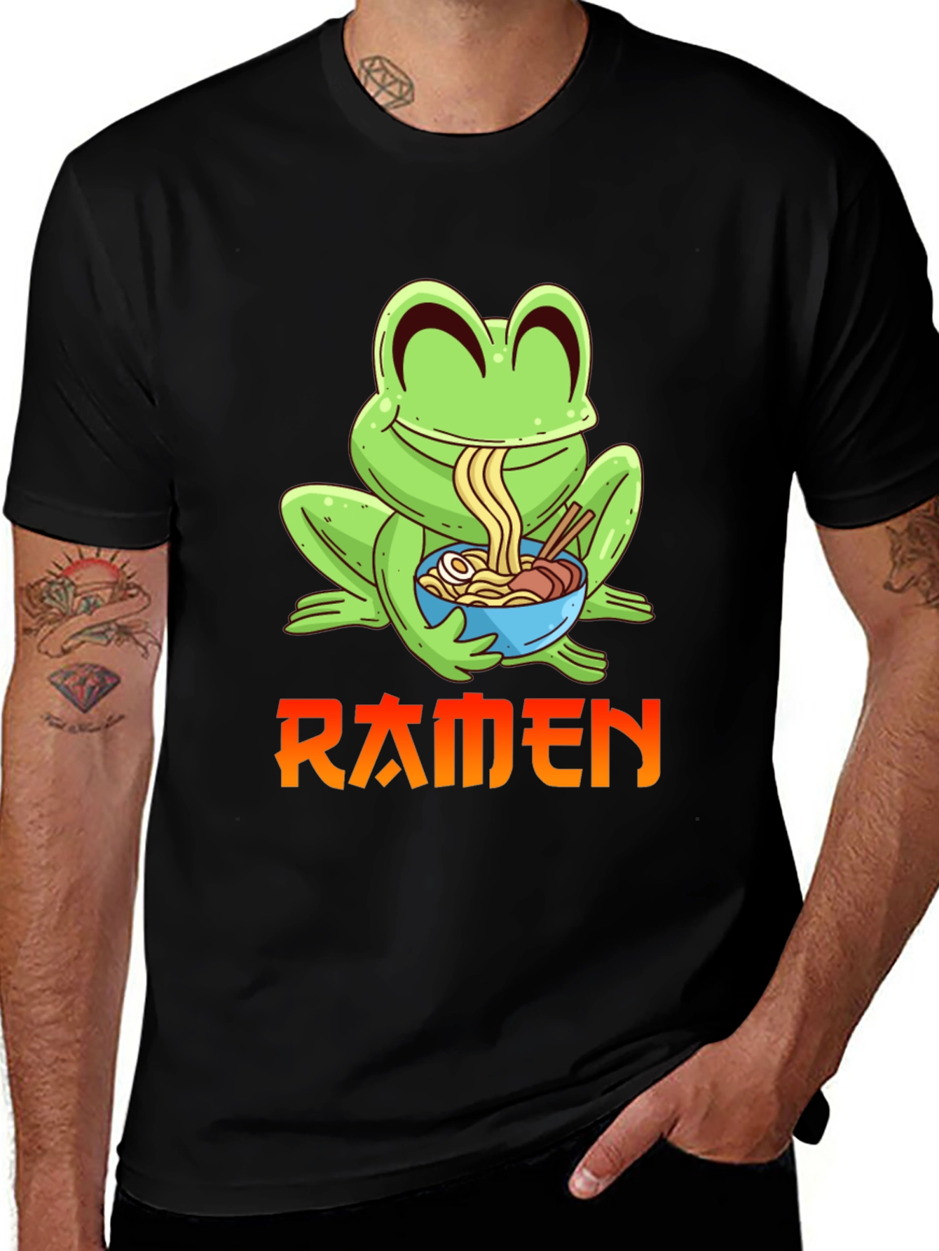 Ramen Frog Graphic Tee - Fun Anime T-Shirt
