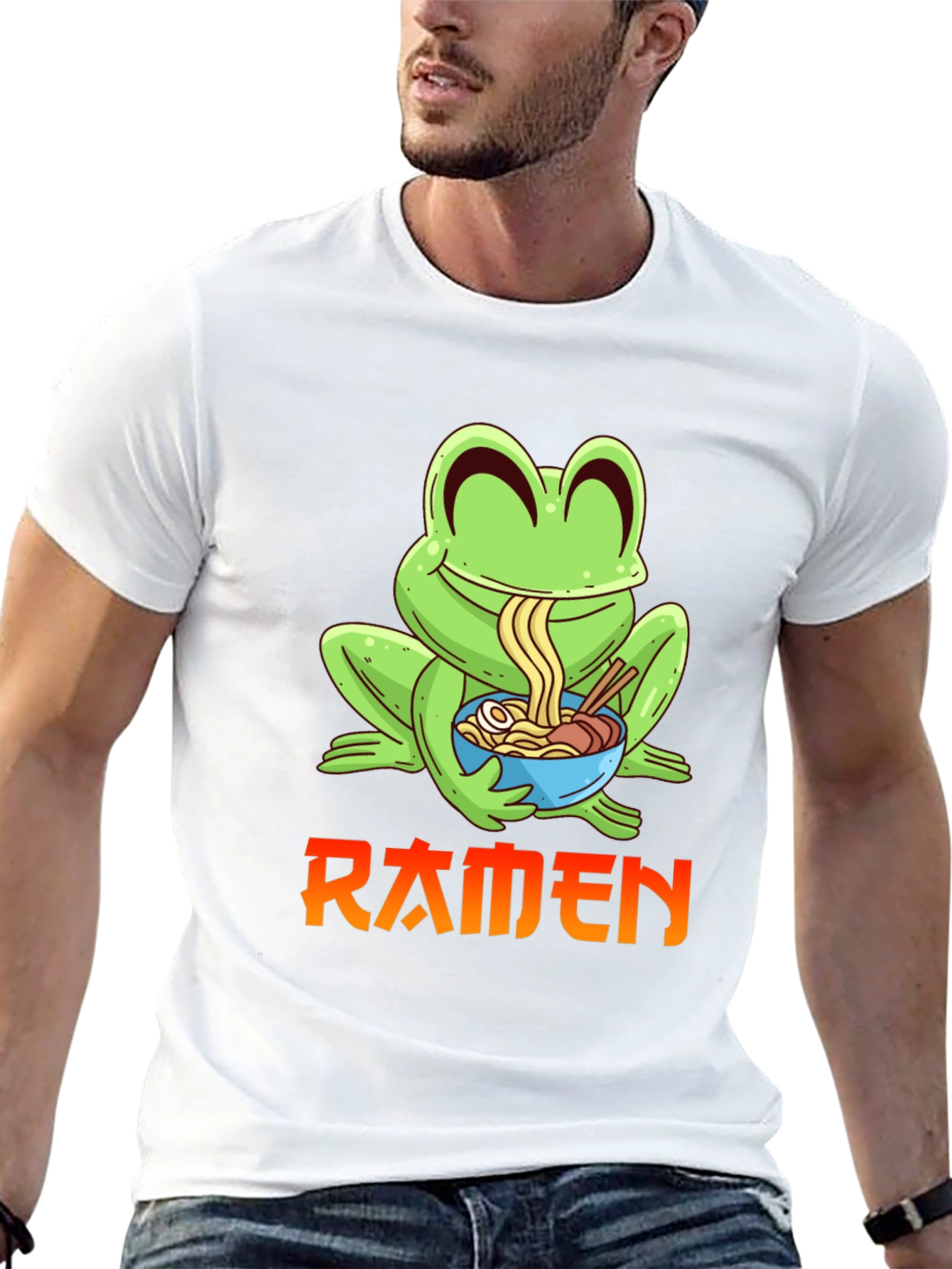 Ramen Frog Graphic Tee - Fun Anime T-Shirt