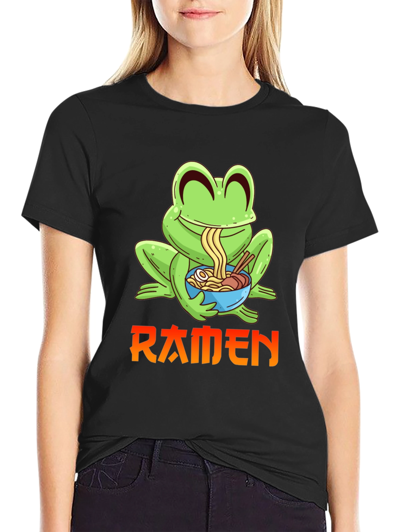 Ramen Frog Graphic Tee - Fun Anime T-Shirt