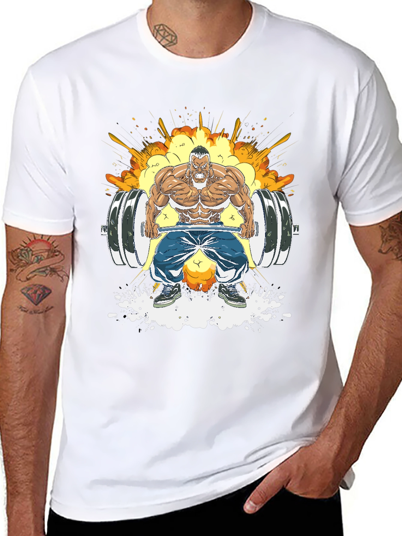 Weightlifting Cartoon Graphic Tee