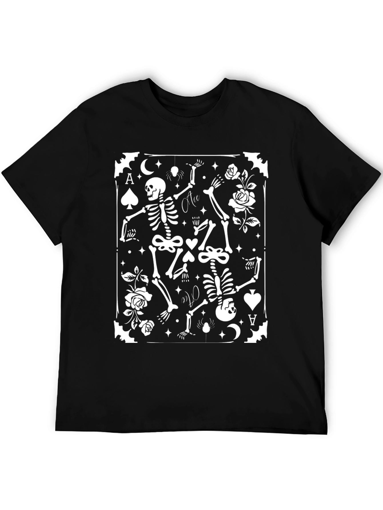 Ace of Spades Skeleton Card Graphic Tee - Black