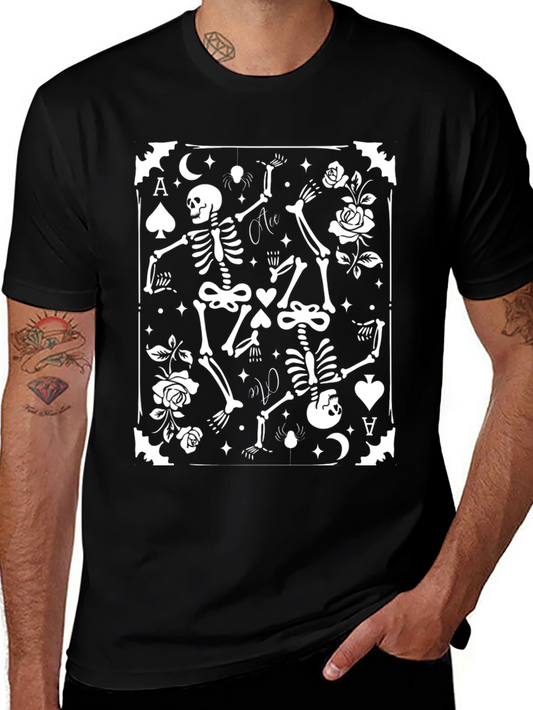 Ace of Spades Skeleton Card Graphic Tee - Black