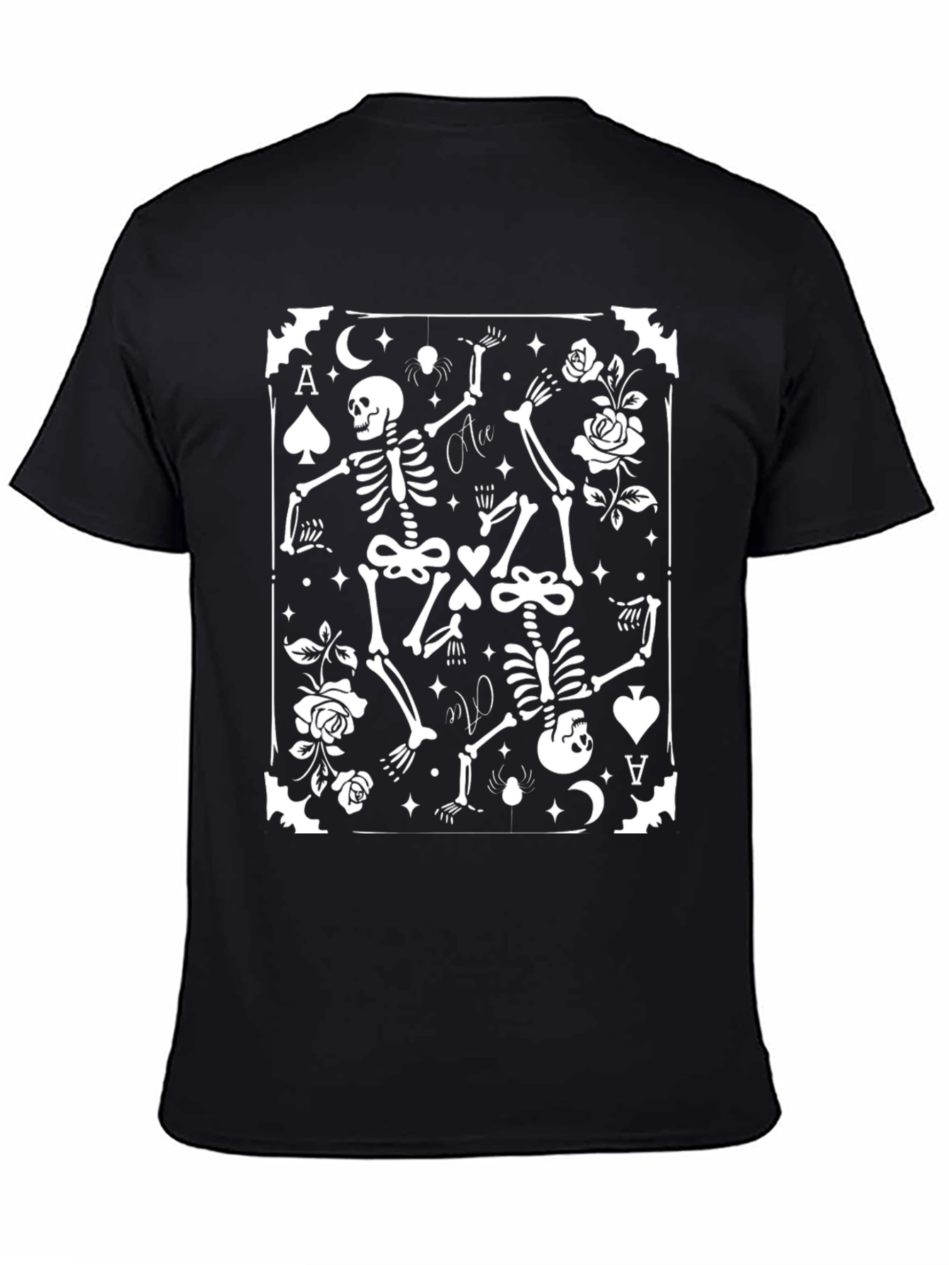 Ace of Spades Skeleton Card Graphic Tee - Black