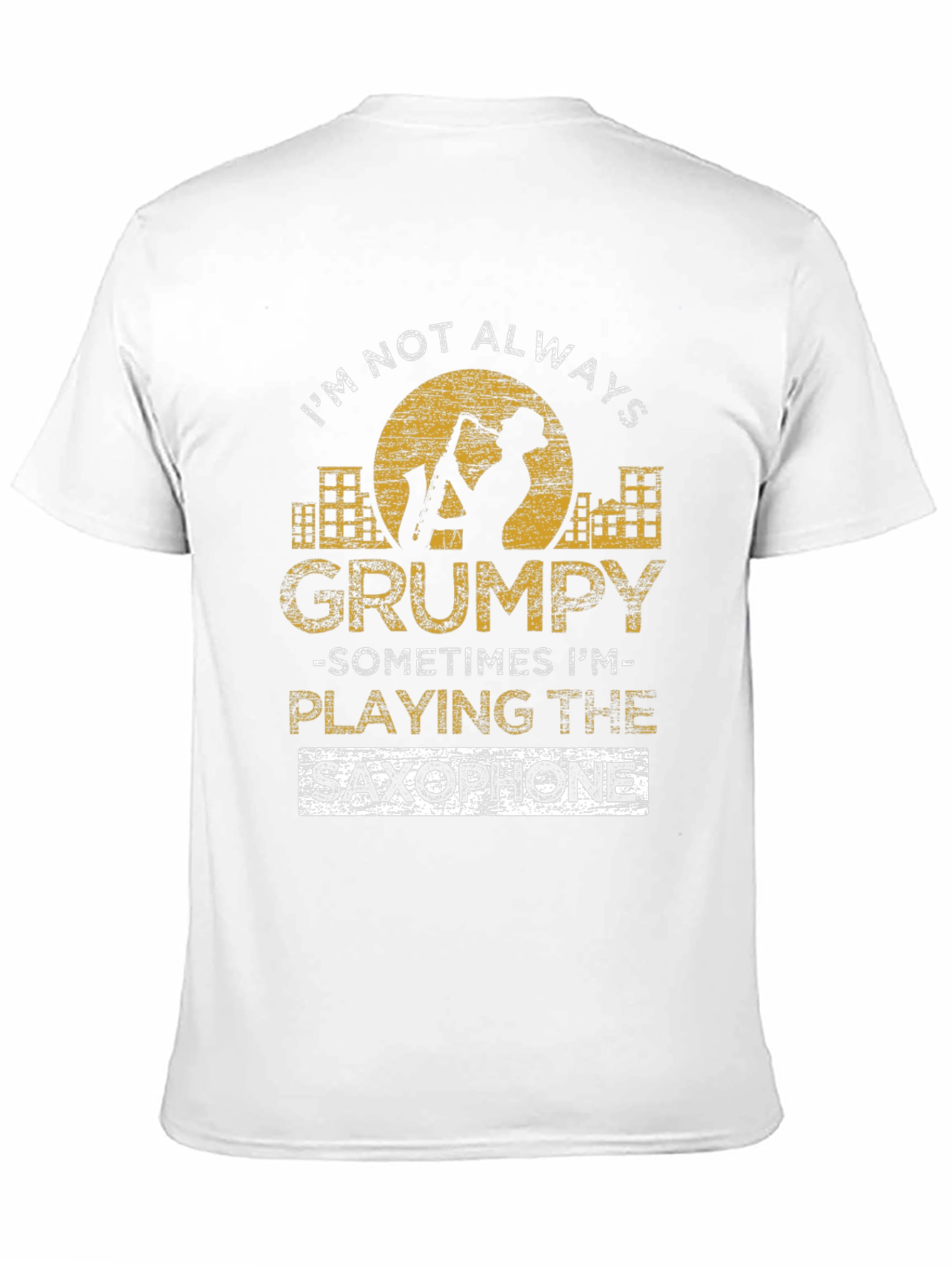 Grumpy Saxophone Player Black Graphic T-Shirt