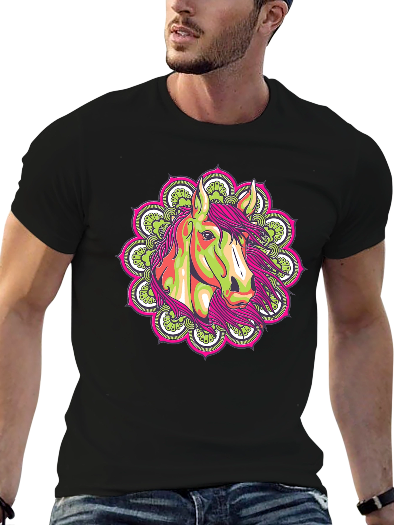 Horse Mandala Graphic Tee - Unique Design