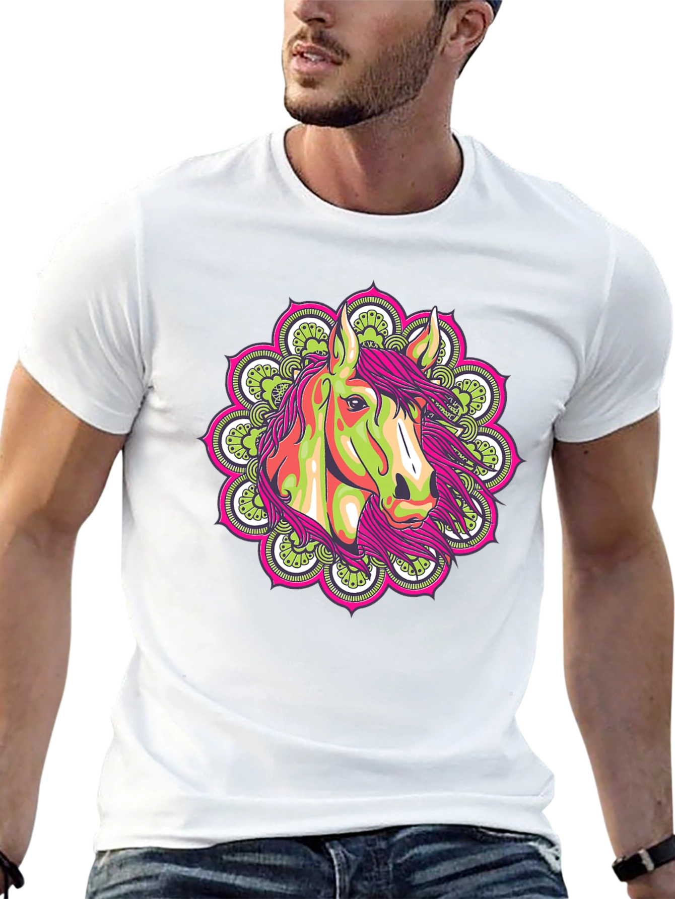 Horse Mandala Graphic Tee - Unique Design