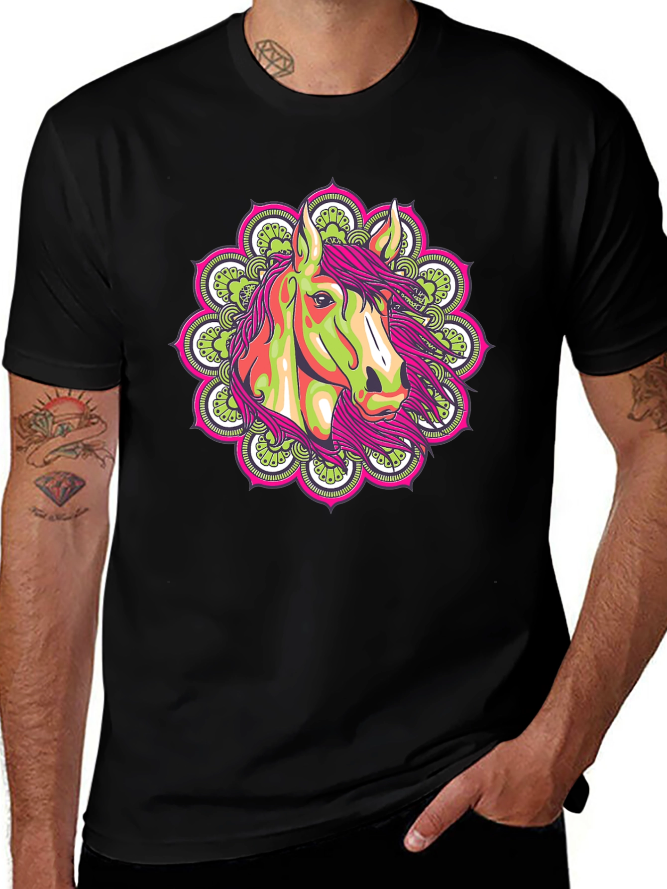 Horse Mandala Graphic Tee - Unique Design