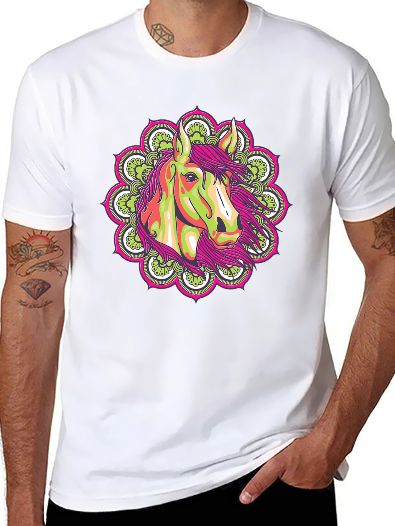 Horse Mandala Graphic Tee - Unique Design