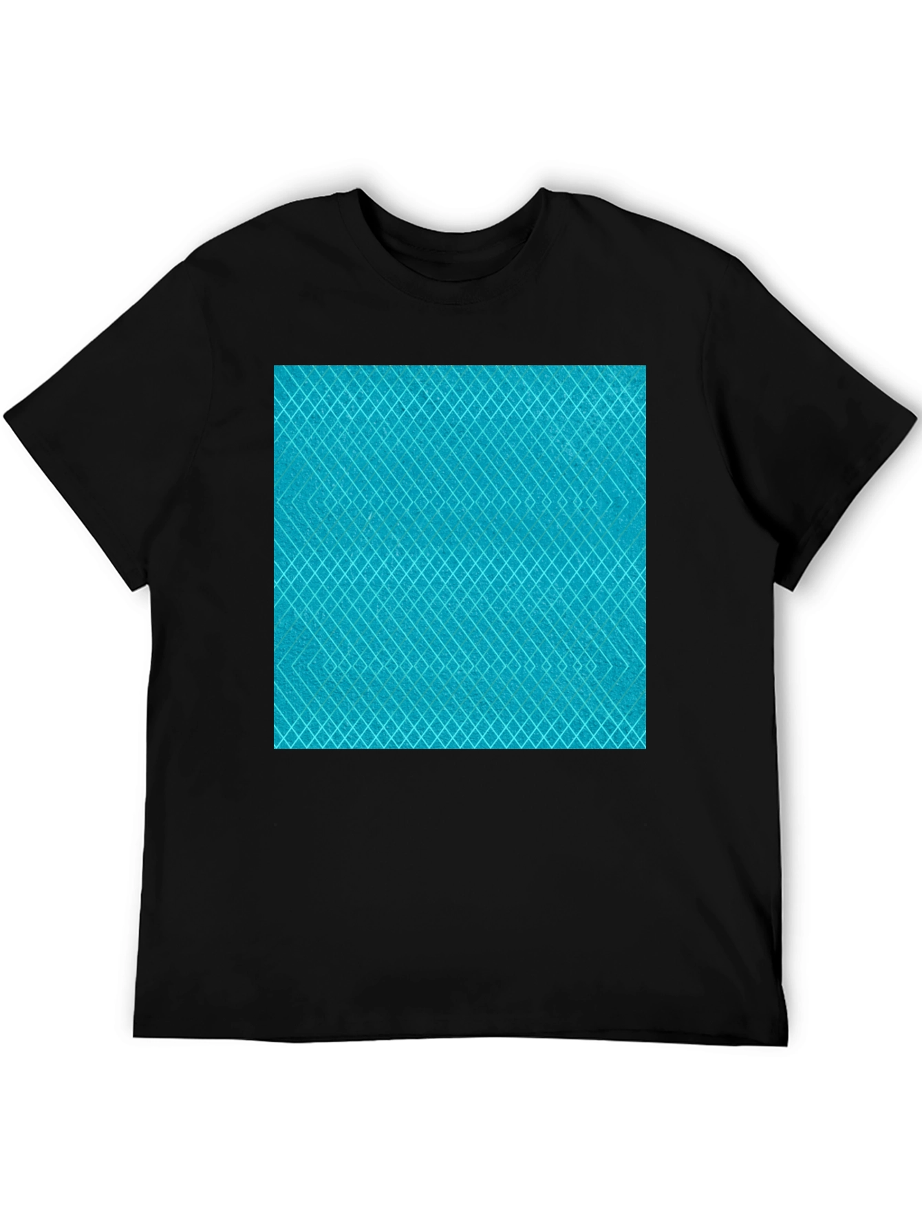 Aqua Diamond Pattern T-Shirt - Modern Casual Style