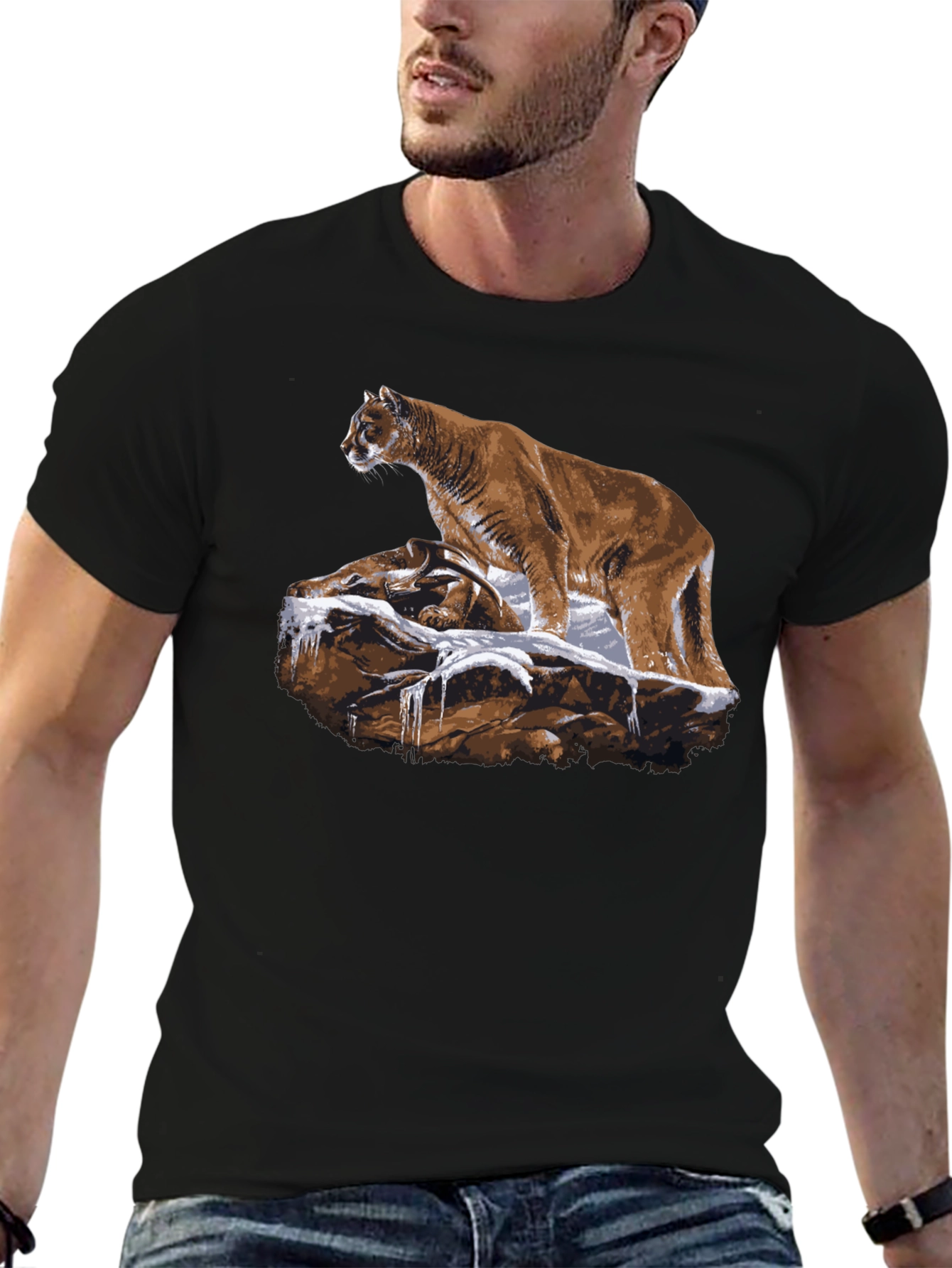 Mountain Lion T-Shirt - Black Graphic Tee