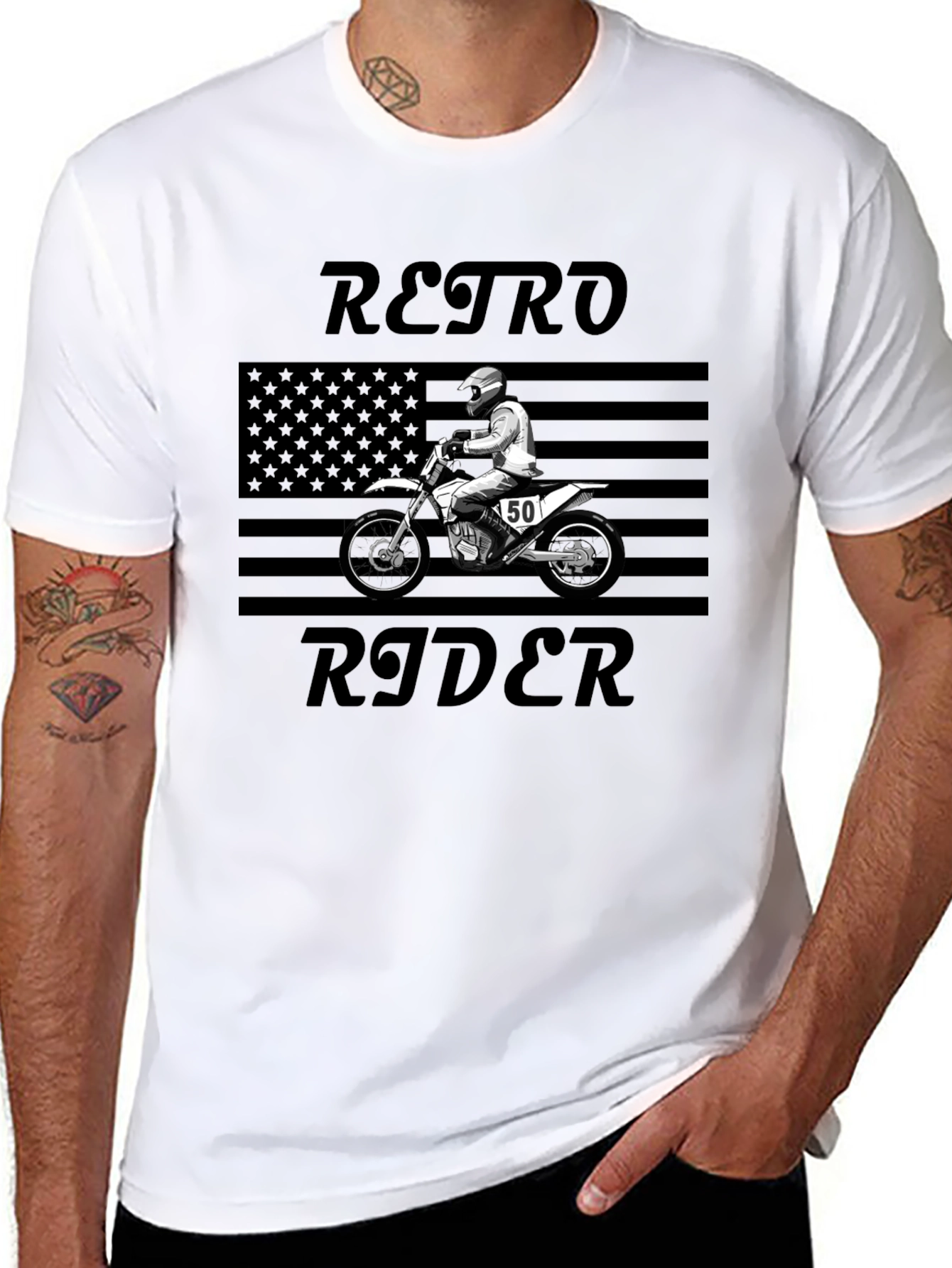 Retro Rider Graphic Tee - Motorcycle Design