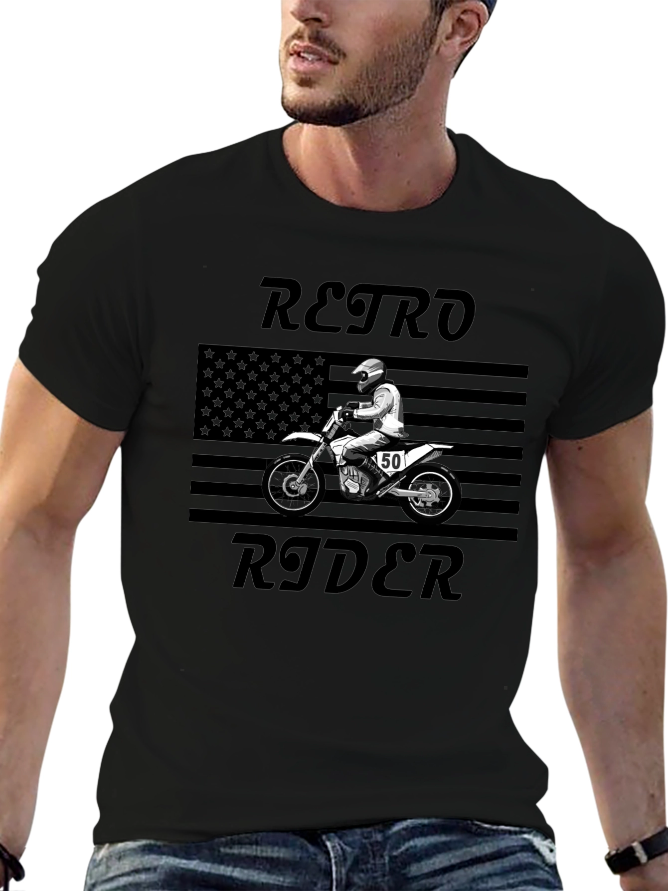 Retro Rider Graphic Tee - Motorcycle Design