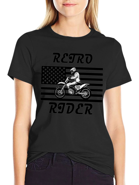 Retro Rider Graphic Tee - Motorcycle Design