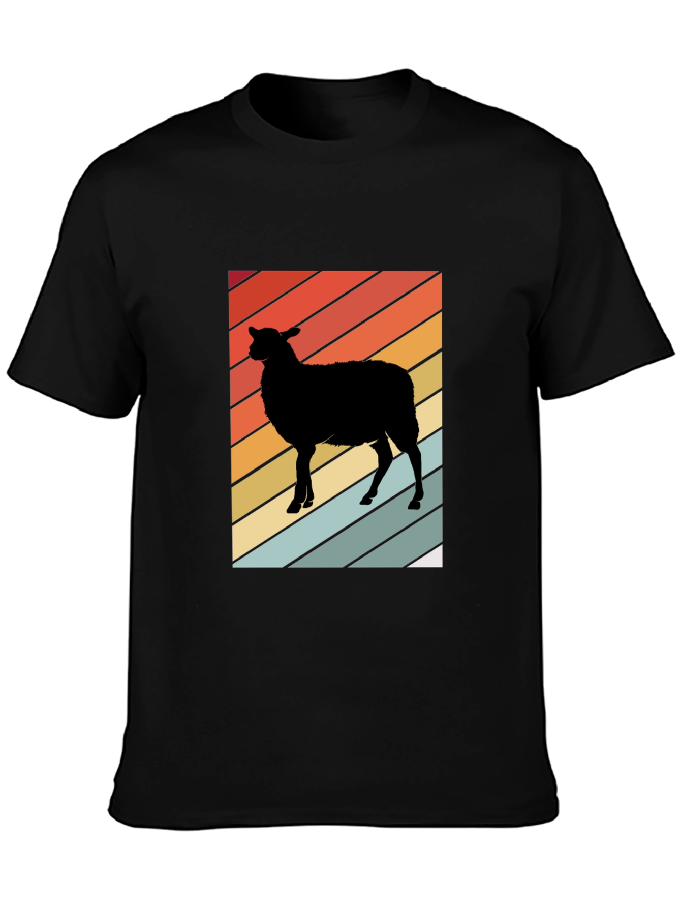 Retro Sheep Graphic Tee - Mens Black T-Shirt