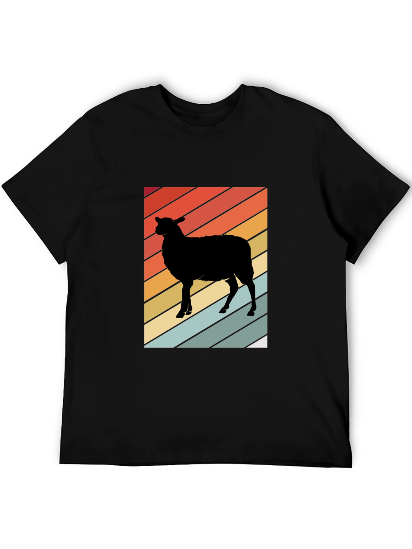 Retro Sheep Graphic Tee - Mens Black T-Shirt