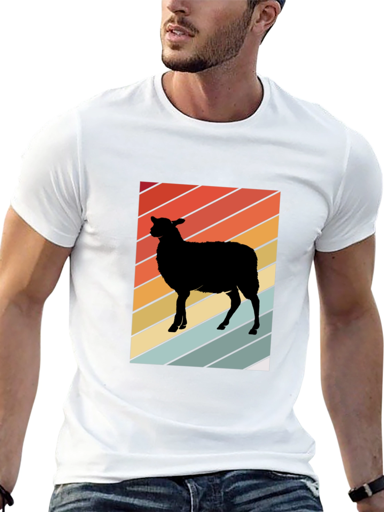 Retro Sheep Graphic Tee - Mens Black T-Shirt