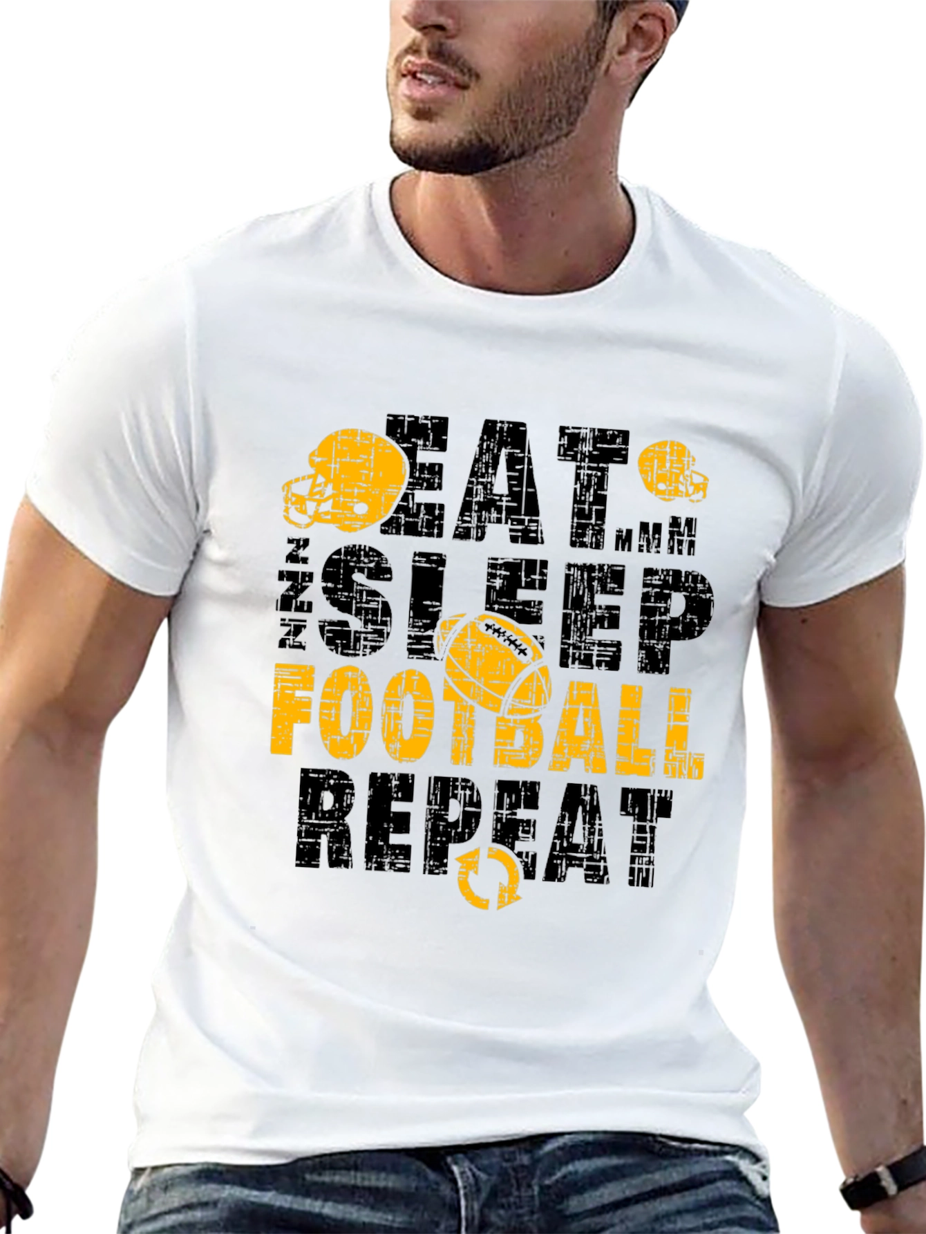 Eat Sleep Football Repeat Mens T-Shirt