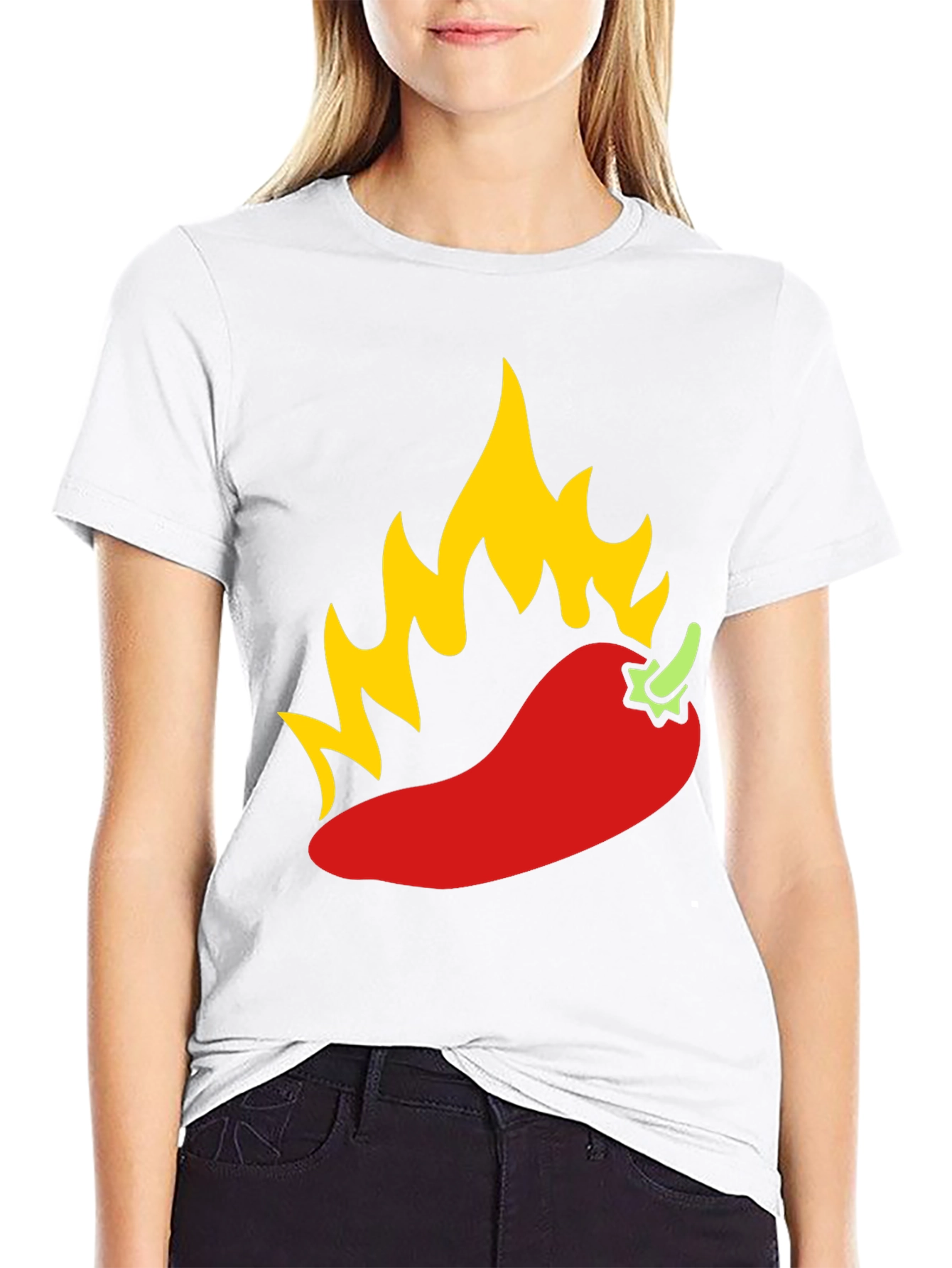 Fiery Chili Pepper Graphic Tee - Black Cotton T-Shirt