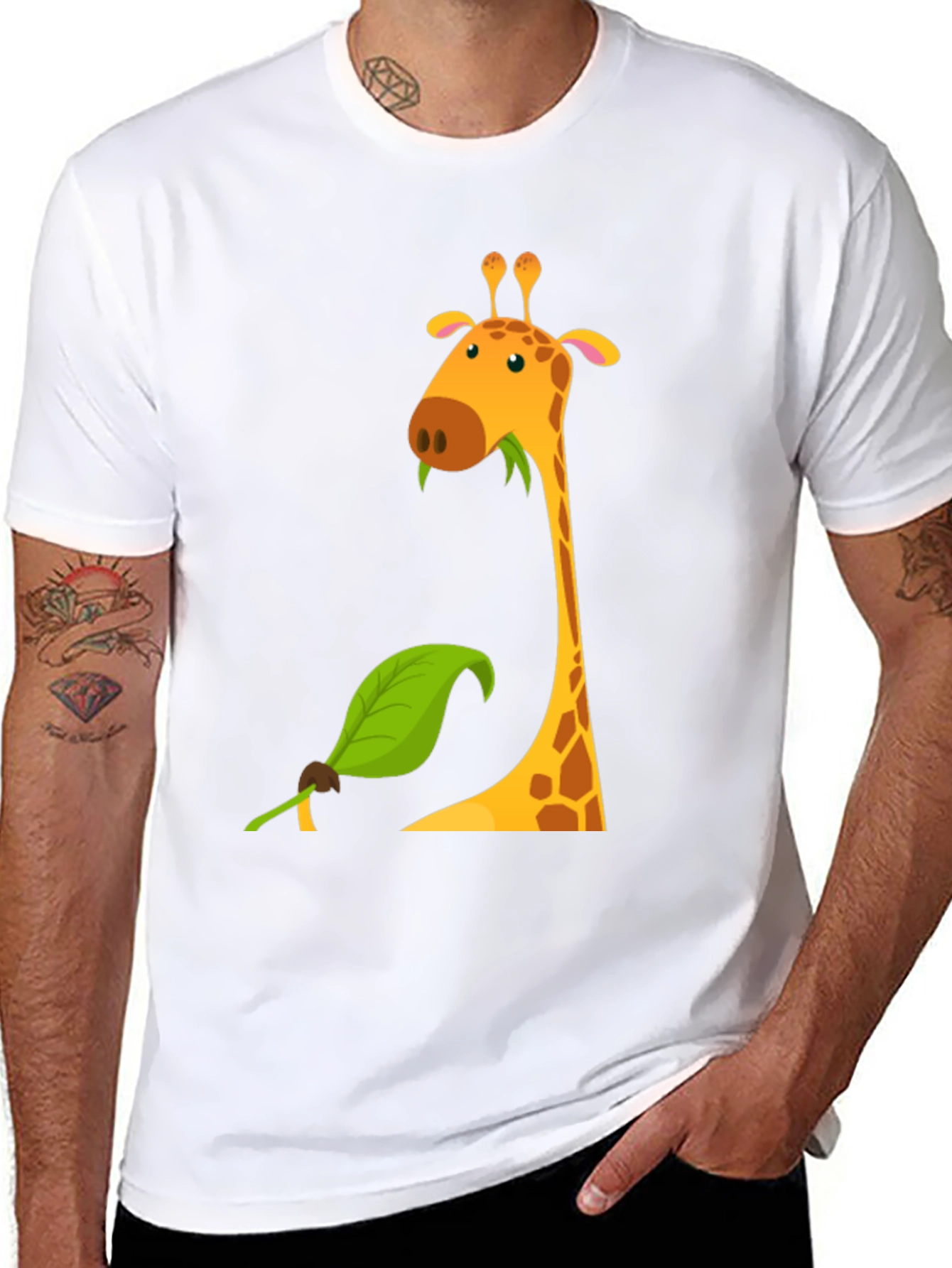 Giraffe Graphic Tee - Black Cotton Blend