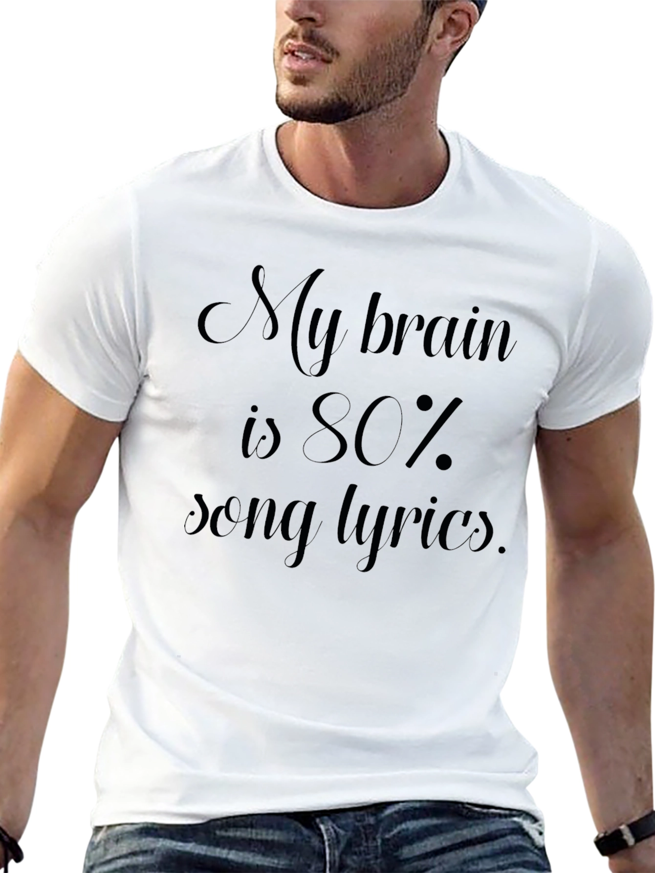 Song Lyrics Brain T-Shirt - Mens Black Graphic Tee