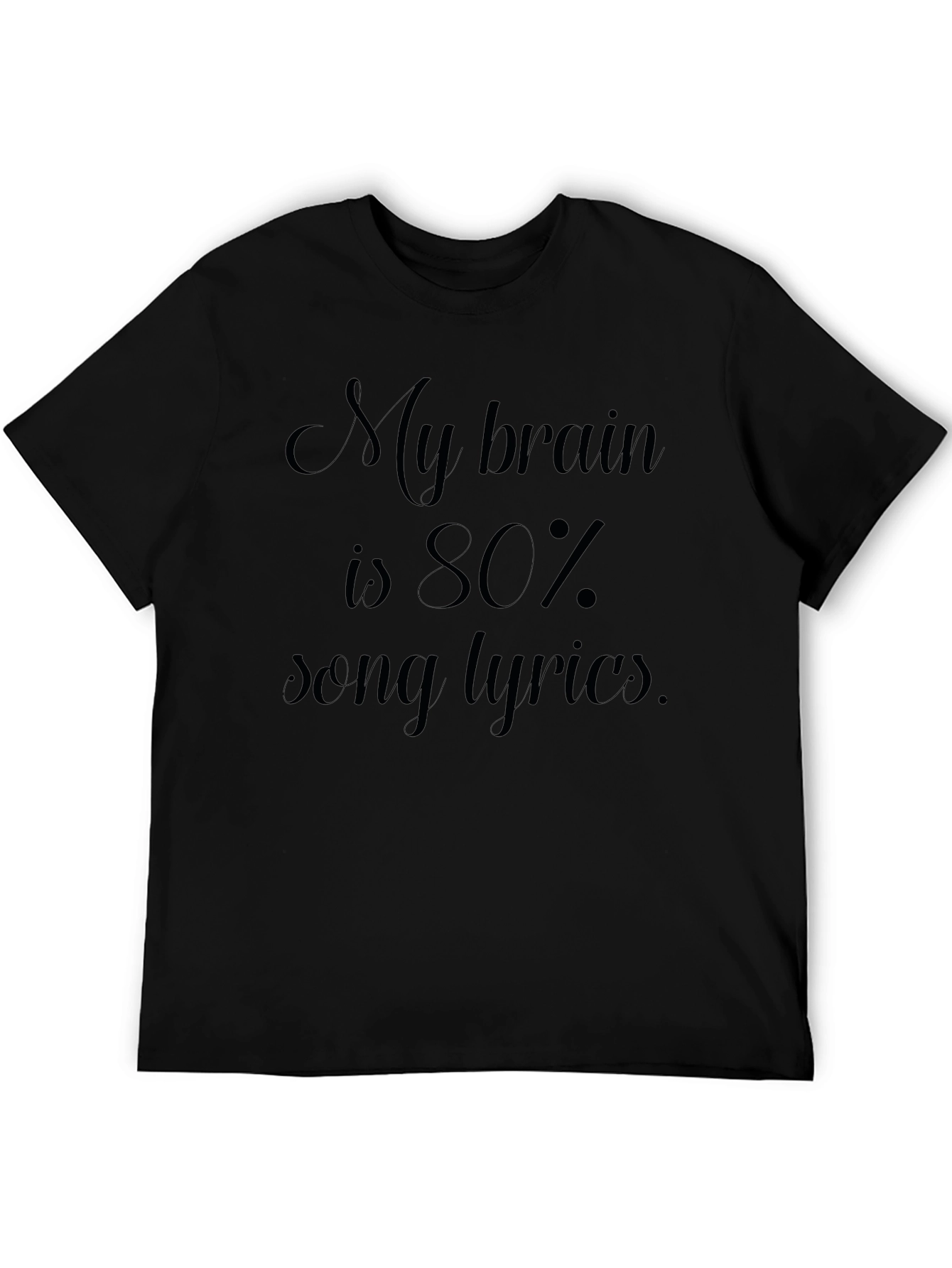 Song Lyrics Brain T-Shirt - Mens Black Graphic Tee
