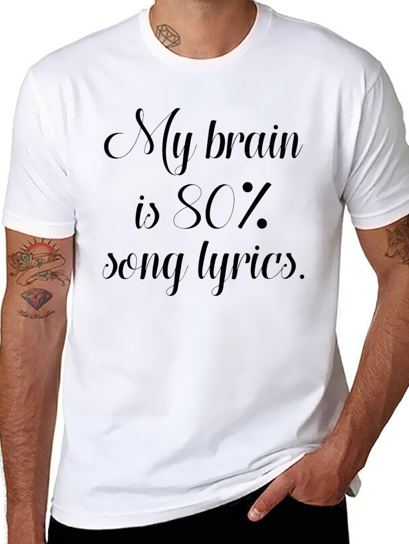 Song Lyrics Brain T-Shirt - Mens Black Graphic Tee
