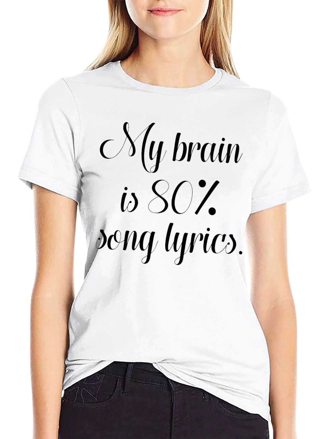 Song Lyrics Brain T-Shirt - Mens Black Graphic Tee