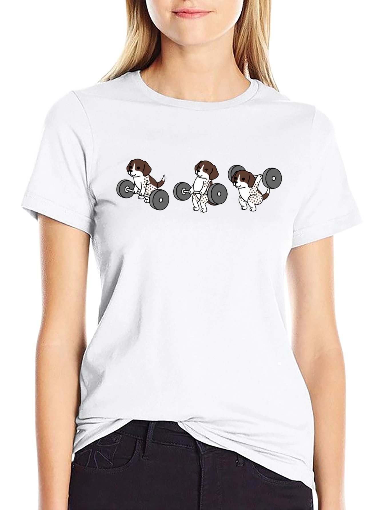 Weightlifting Dog Graphic Tee - Black Cotton T-Shirt