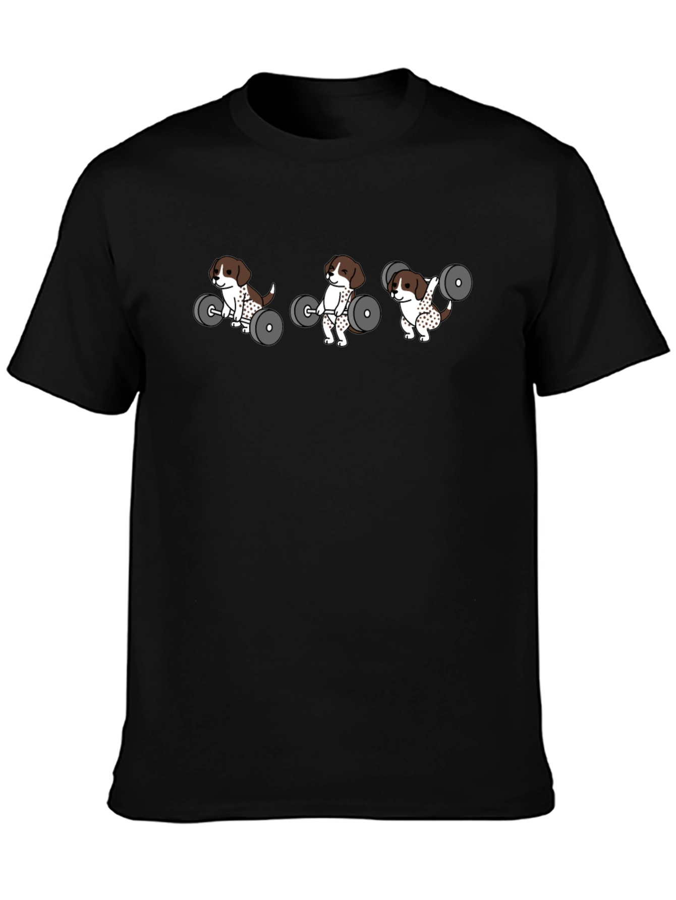 Weightlifting Dog Graphic Tee - Black Cotton T-Shirt