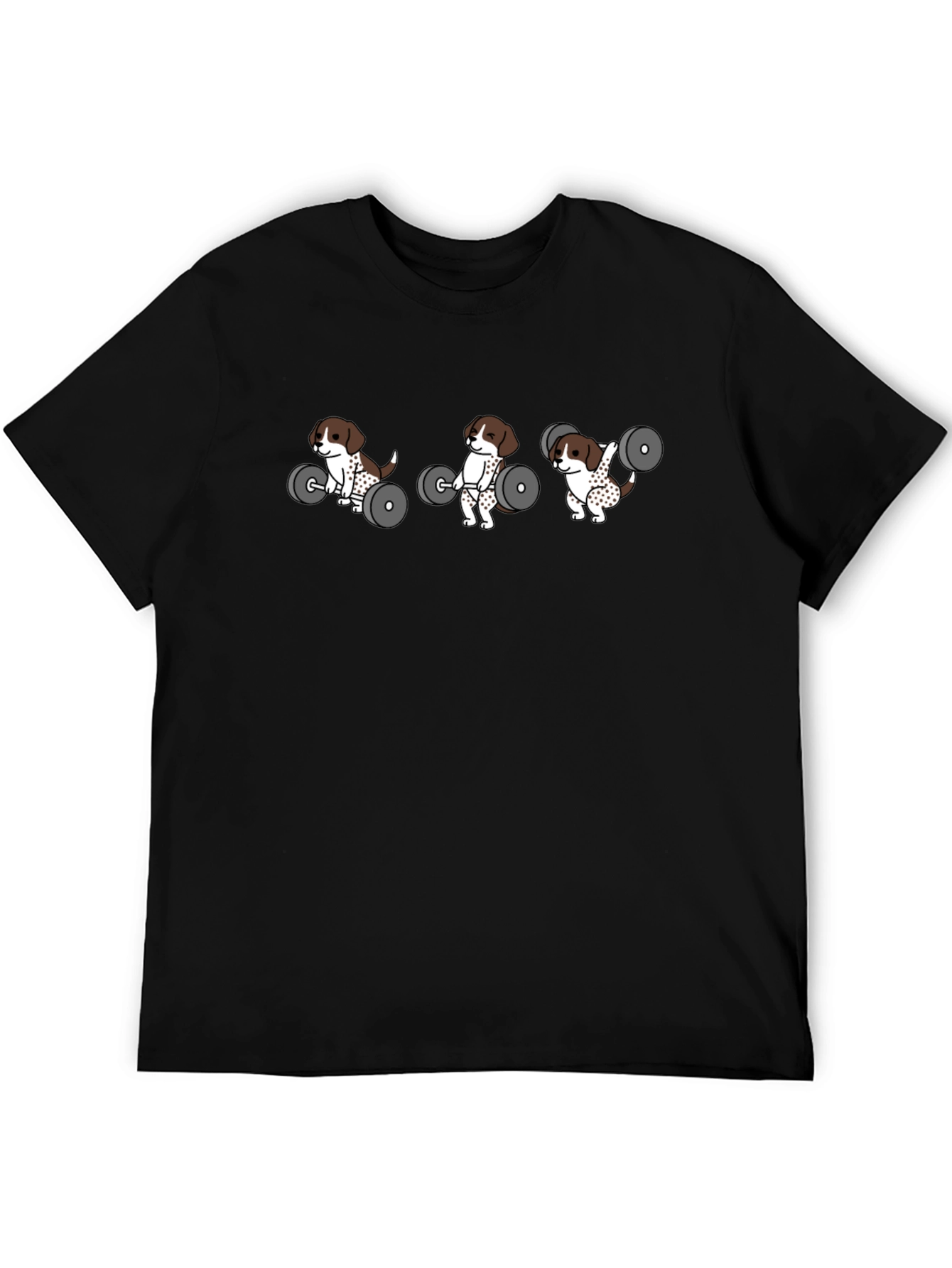 Weightlifting Dog Graphic Tee - Black Cotton T-Shirt