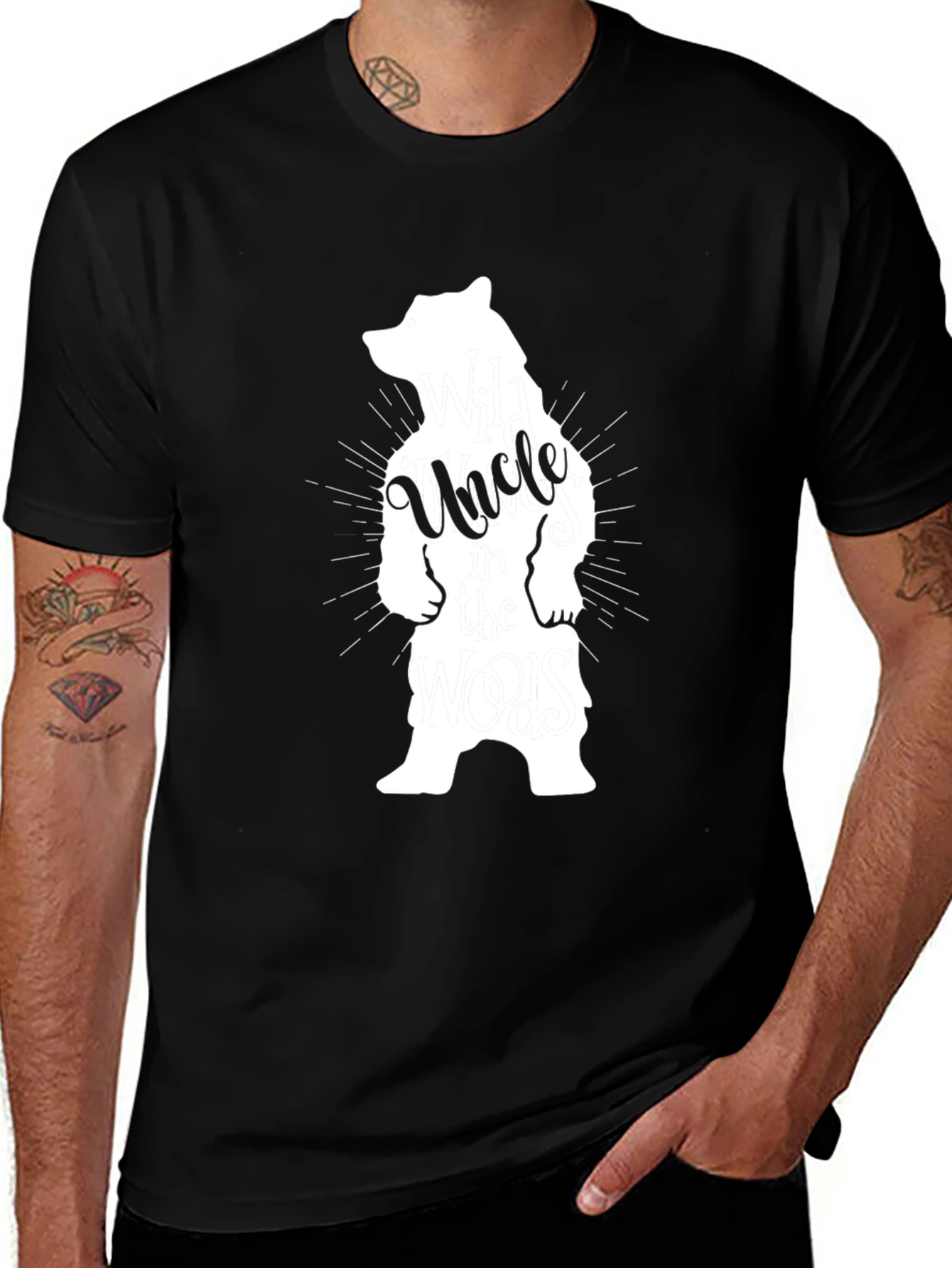 Uncle Bear Graphic Tee - Black Unisex Shirt