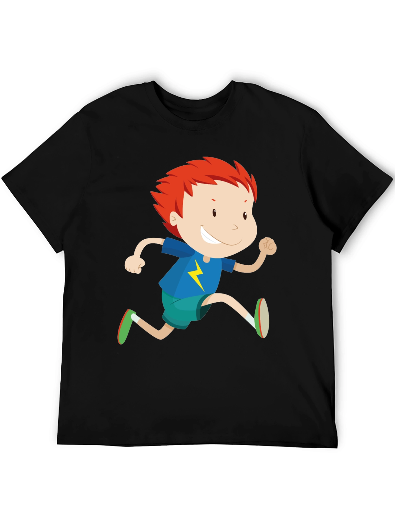 Boy Running Graphic Print Crew Neck T-Shirt