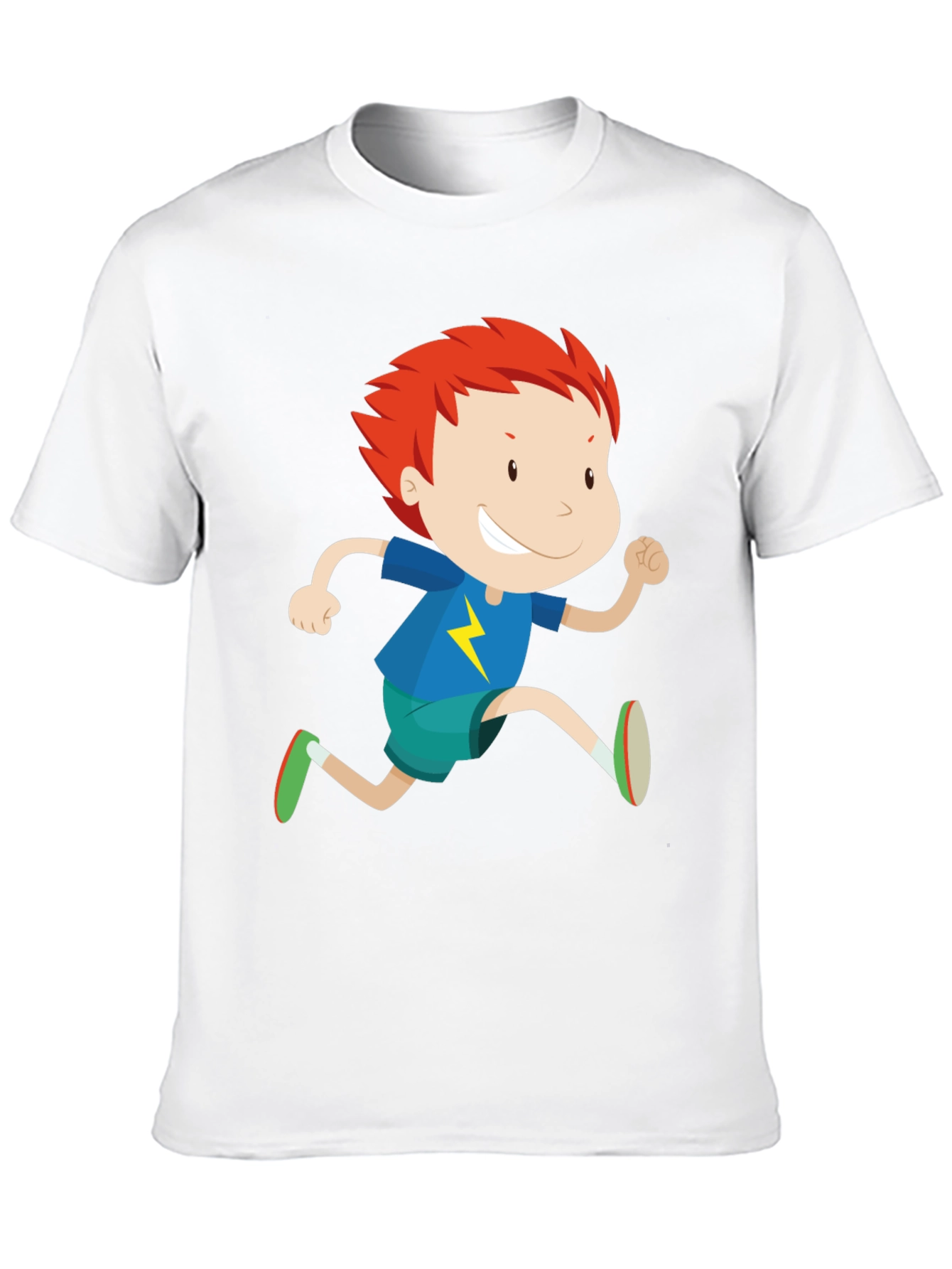 Boy Running Graphic Print Crew Neck T-Shirt